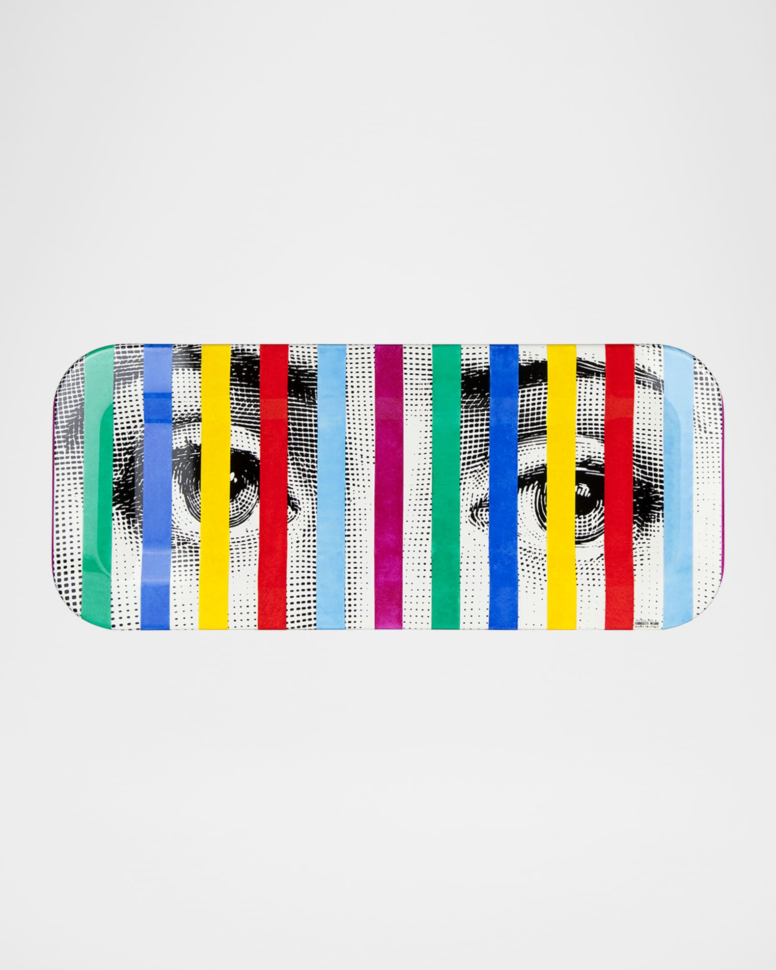 Fornasetti Face Stripes Tray, 9.8" x 23.63"