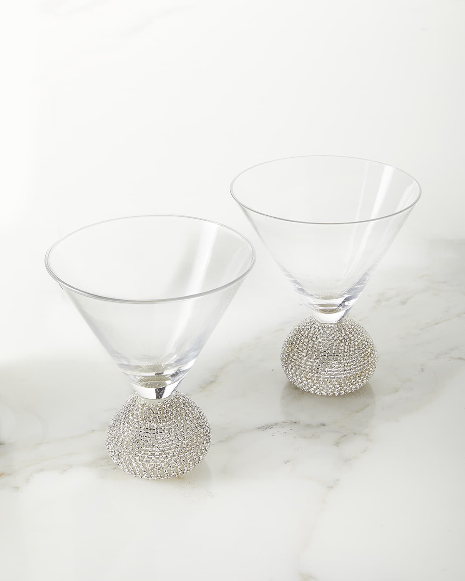 Neiman Marcus Silver Bling Martini Glasses, Set of 2