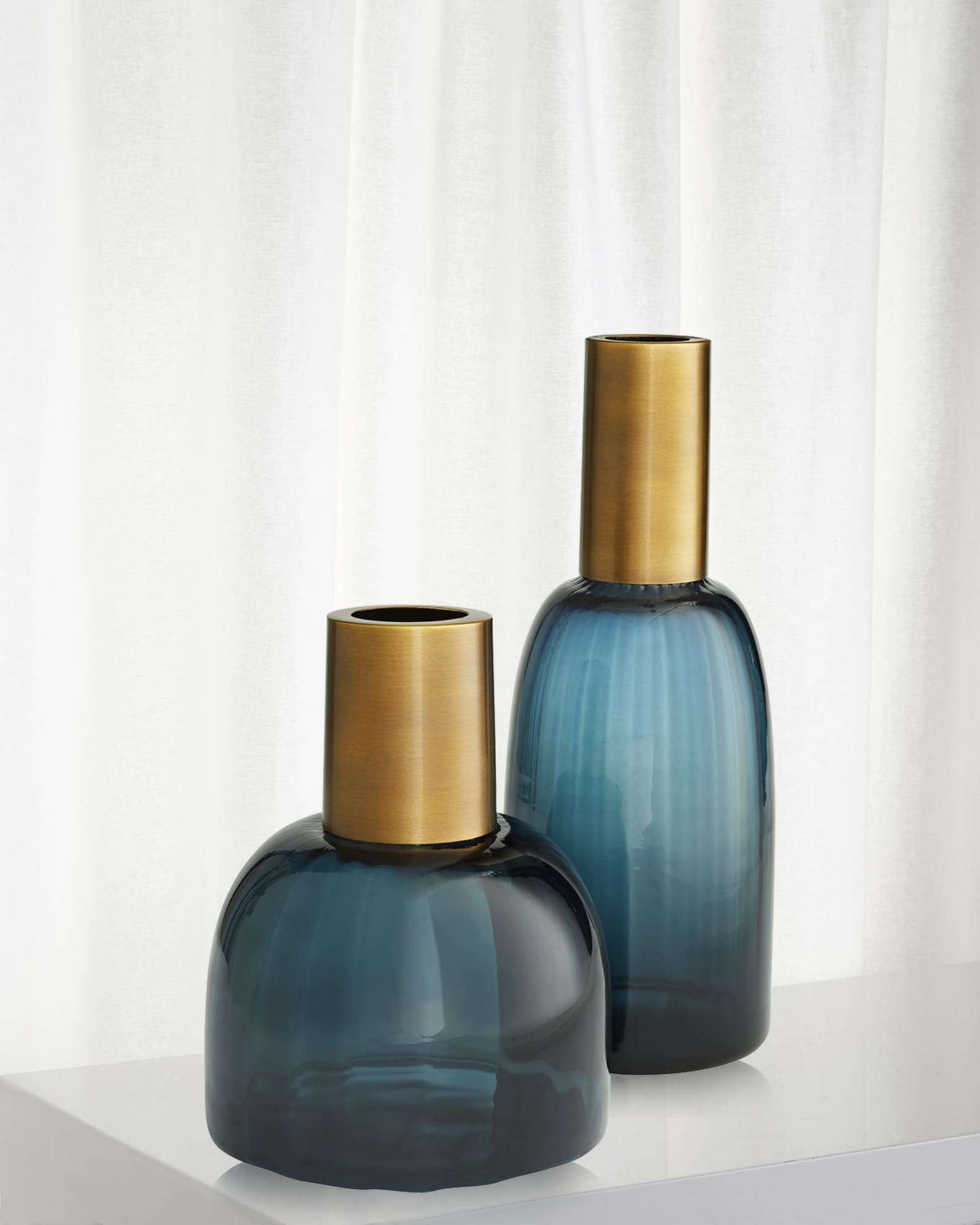 高評価！ Of Set Vases, Brass & Glass Optic Huff Arteriors 2 Horchow | ライト・ランタン