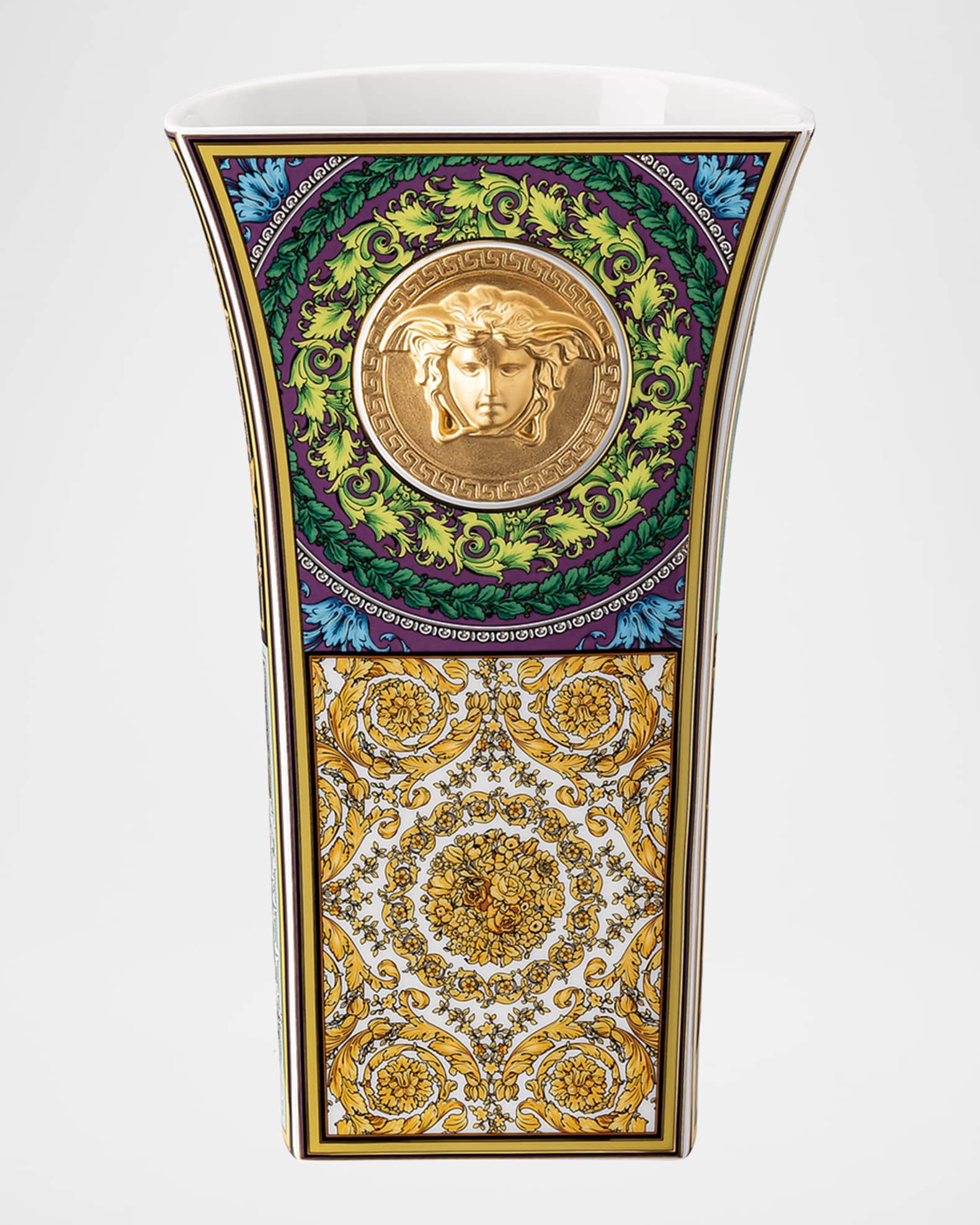 Versace Medusa Madness Vase in Barocco Mosaic 10.25" Horchow