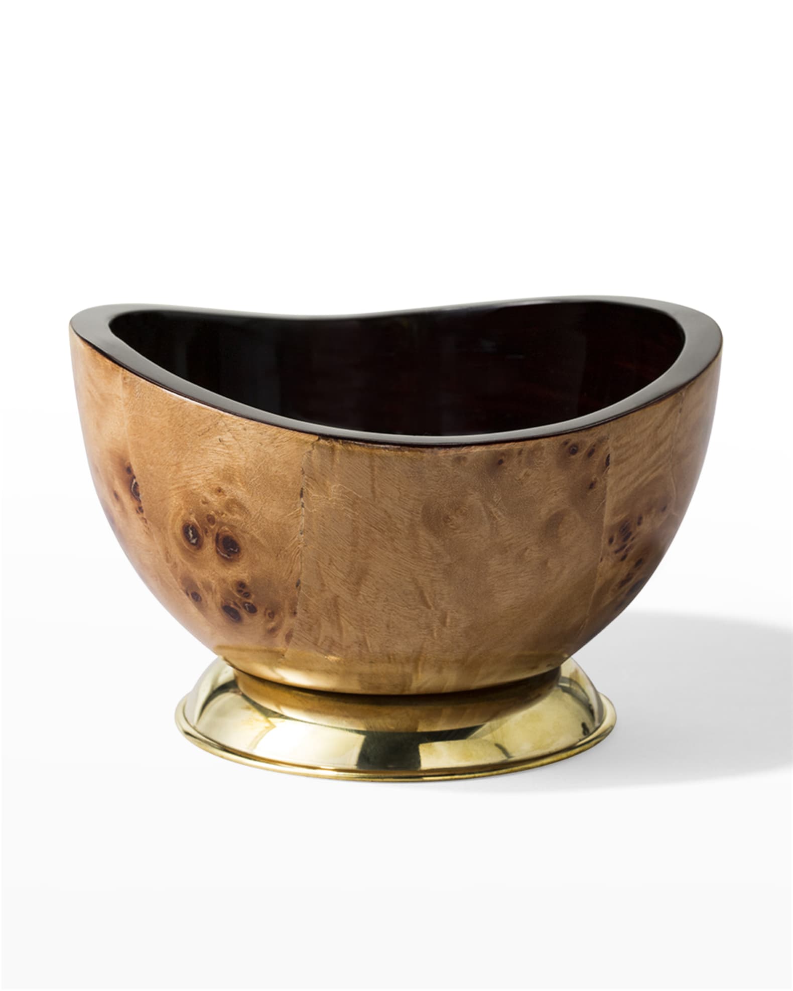 LADORADA Burl Veneer Accent Bowl With Brass Base