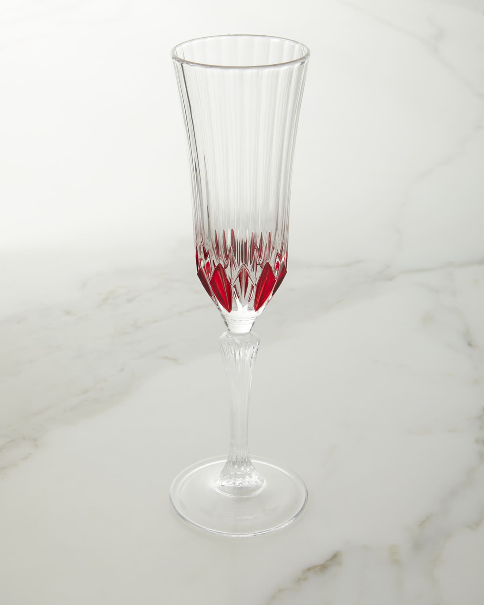 Neiman Marcus Red Champagne Flute Glasses, Set of 4