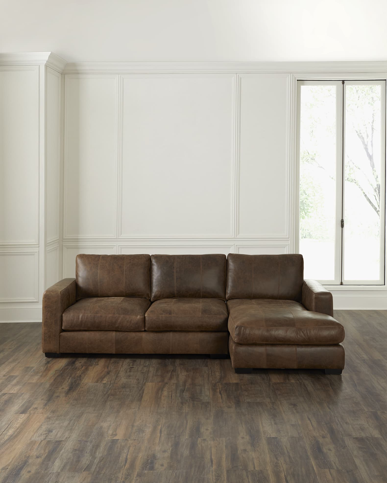 Sectional leather couch shop with chaise