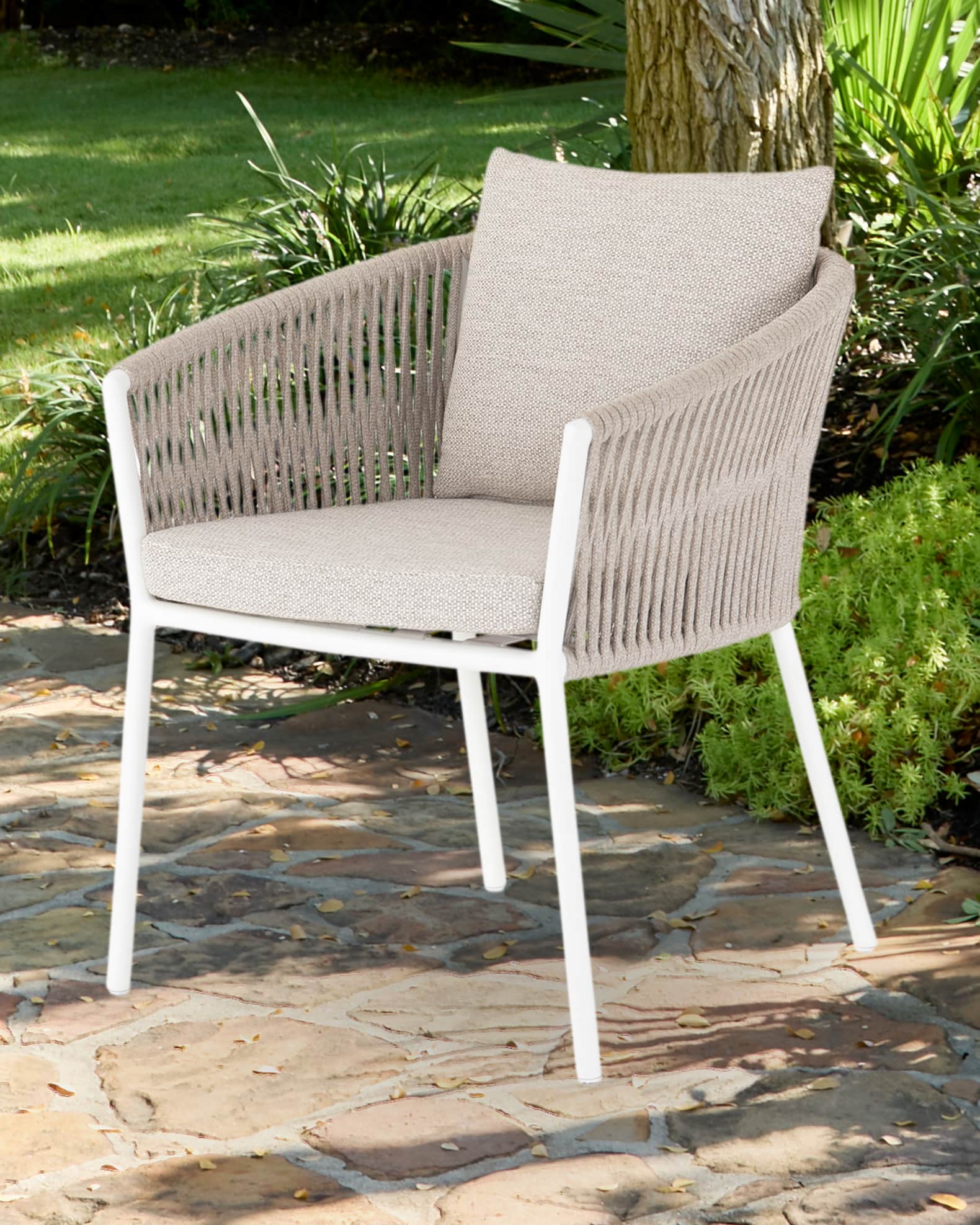 Four Hands Porto Outdoor Dining Chair, White/Sand