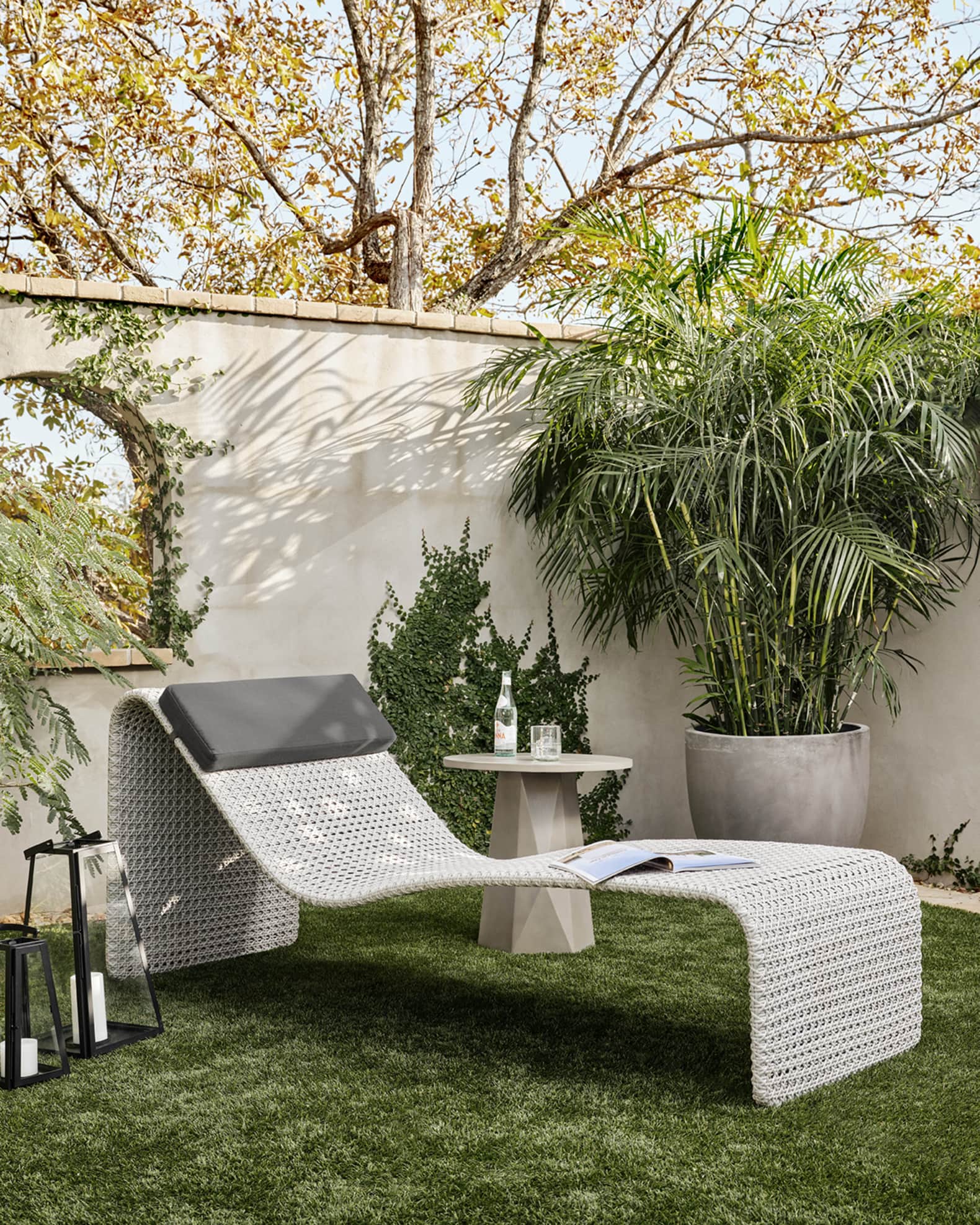 Four Hands Paige Outdoor Woven Chaise, Brushed Grey