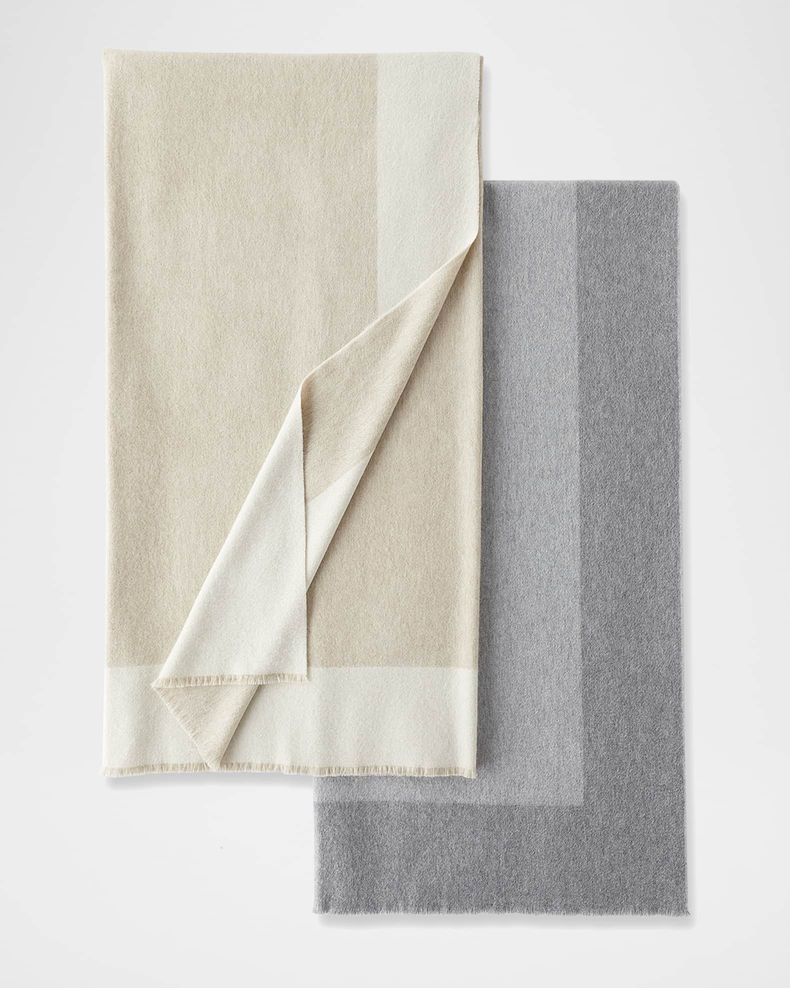 Sofia Cashmere Border Stripe Cashmere Double Face Throw Blanket