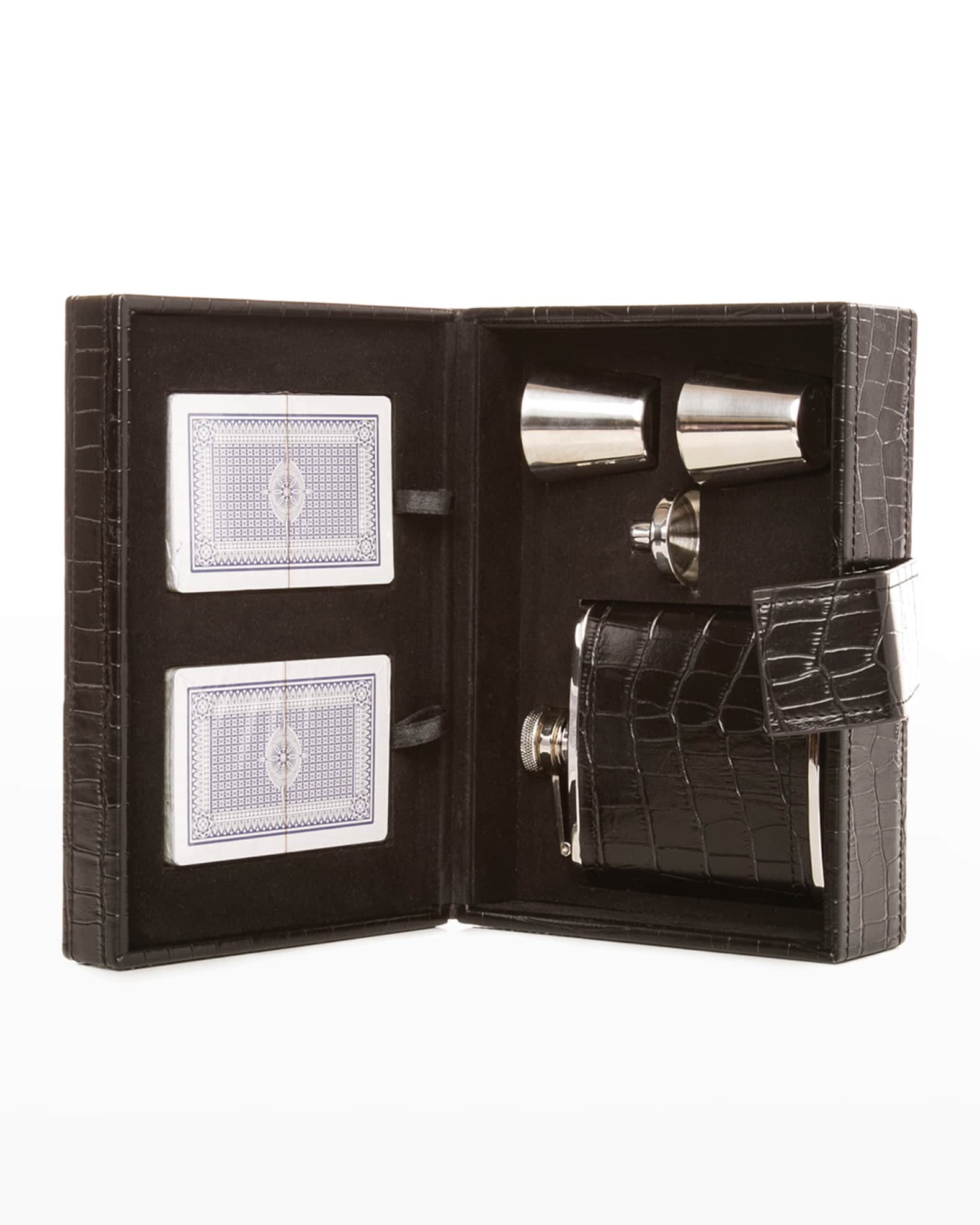Brouk and Co Black Croc Gamer Flask Set