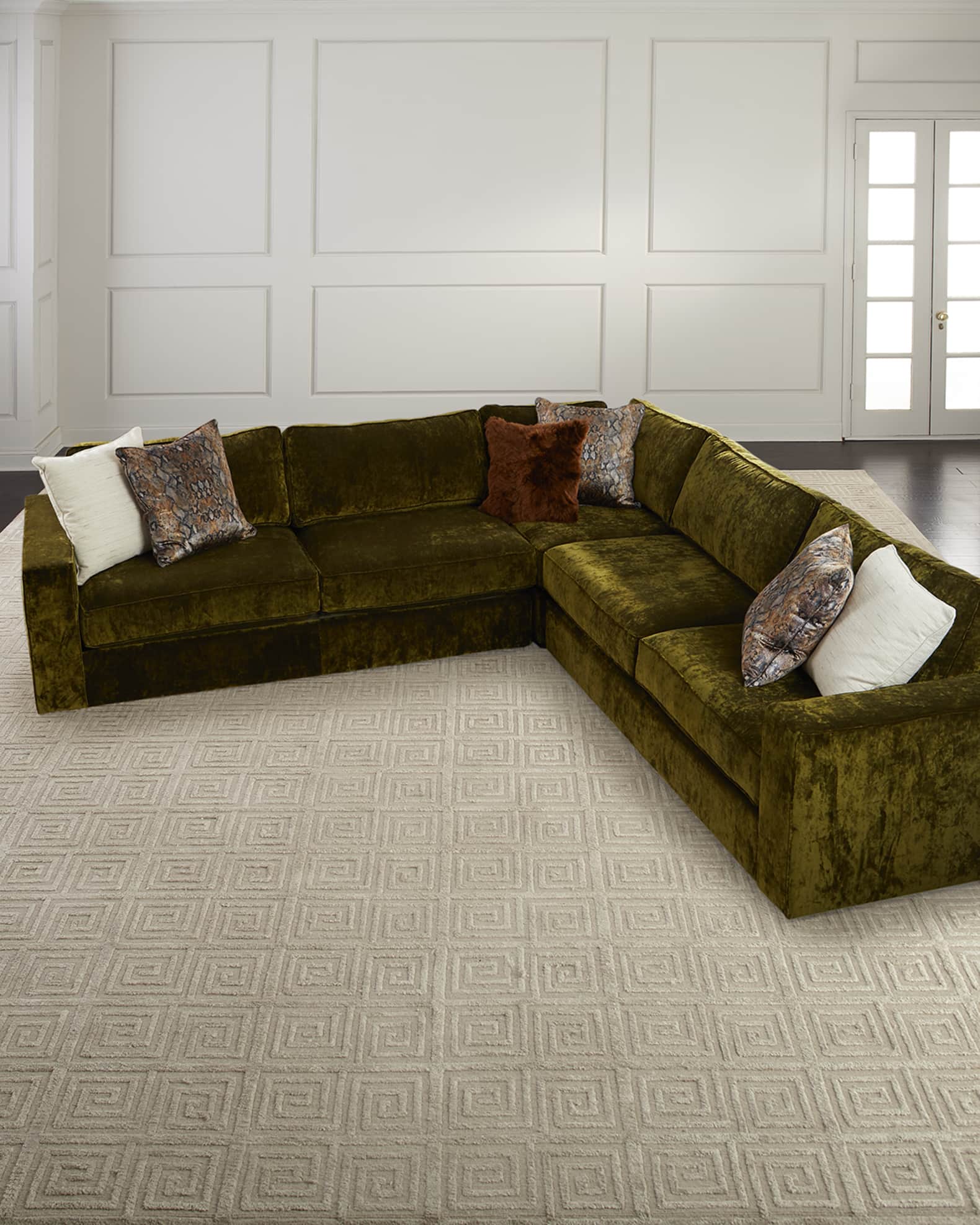 Velvet green top sectional couch