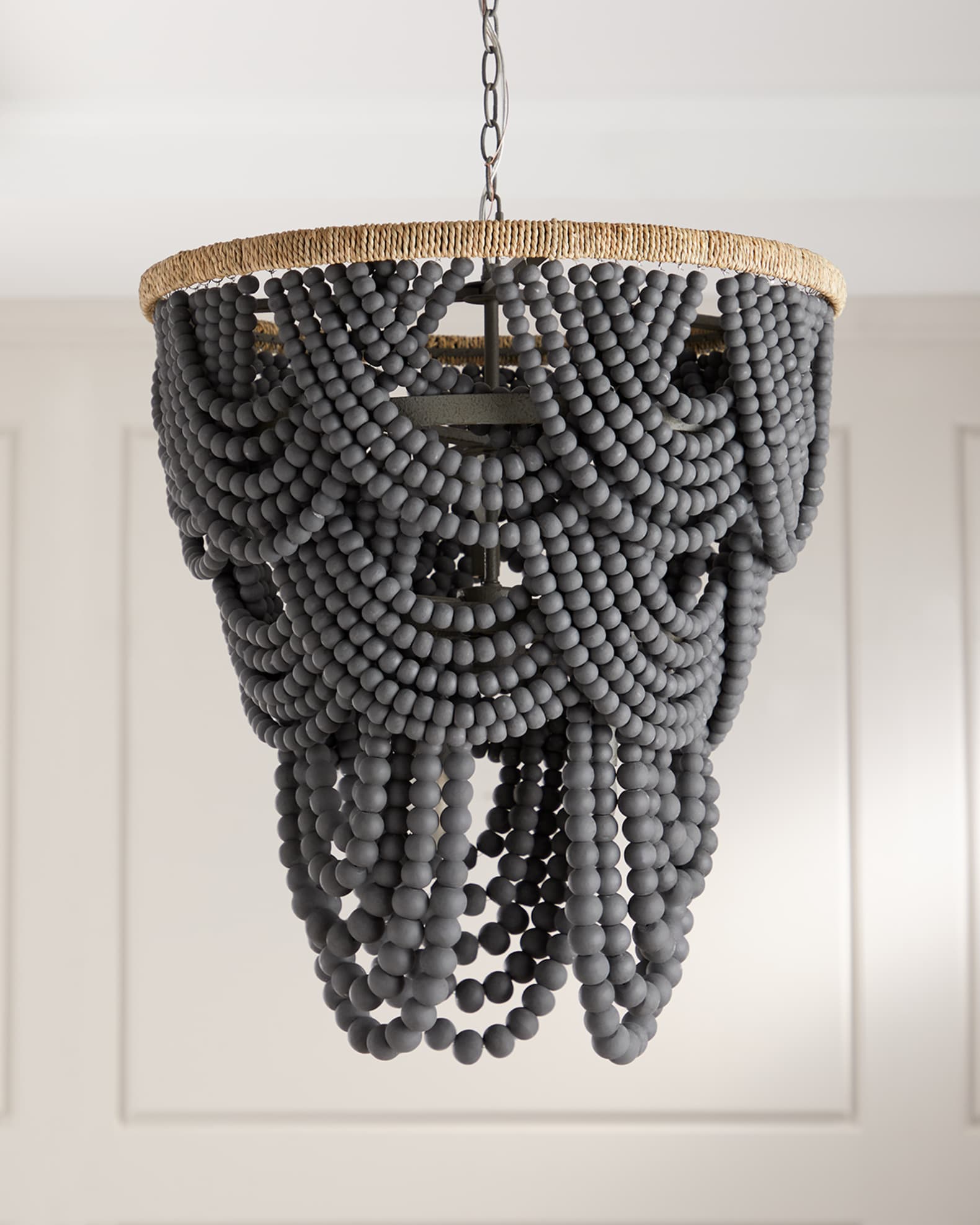 Wood beaded ceiling light hot sale