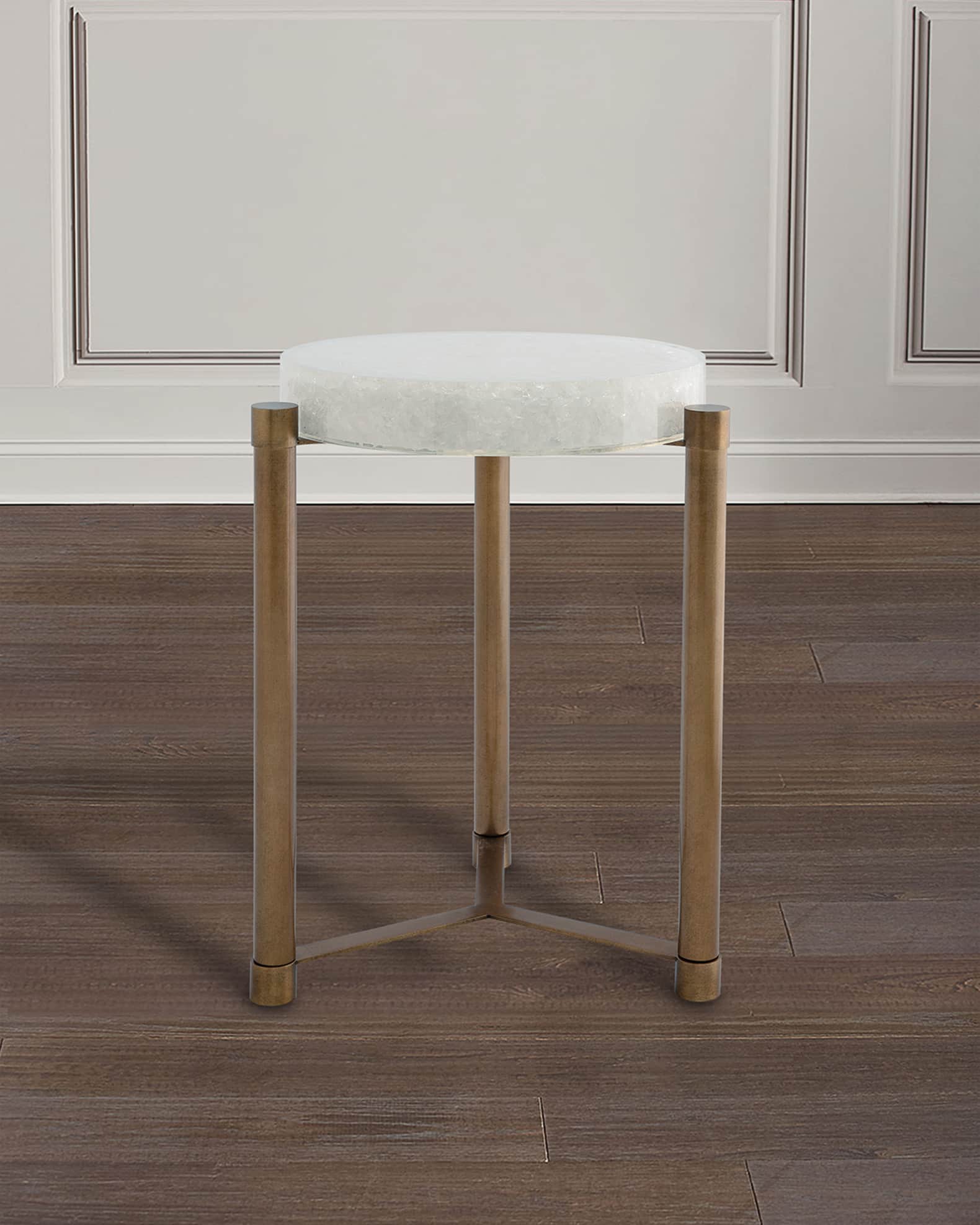 Port 68 Stoneridge White Aged Brass Accent Table Horchow