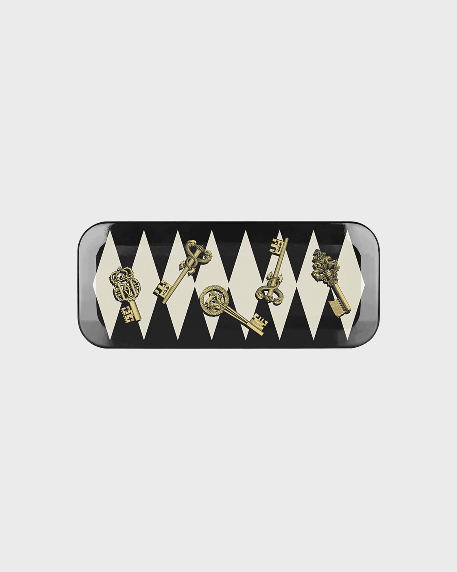 Fornasetti Chiavi Gold and Rombi  Tray - 25x60 cm