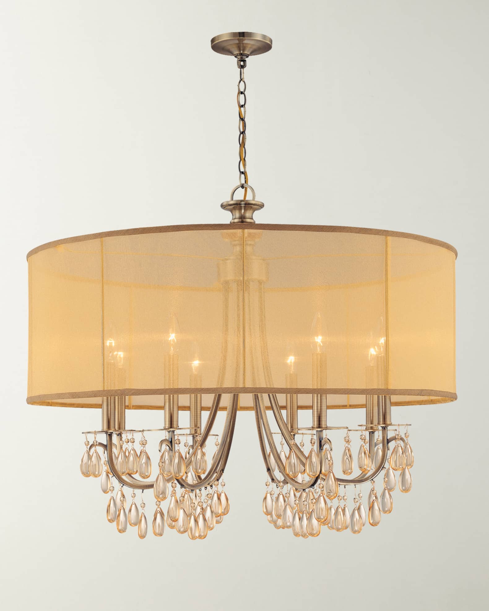 Crystorama Hampton 8 Light Drum Shade Brass Chandelier