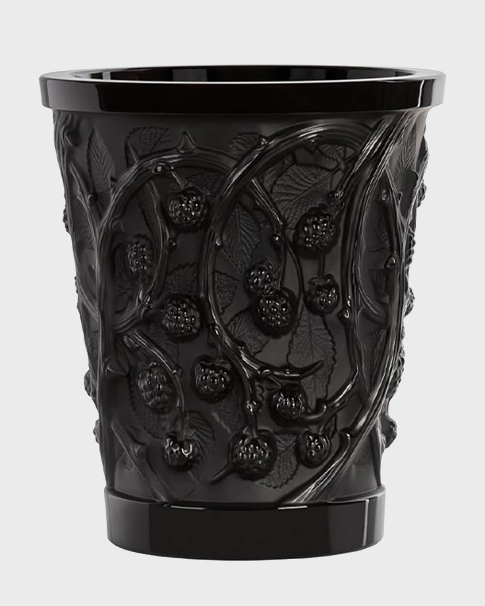 Lalique Mures Vase, Black Horchow