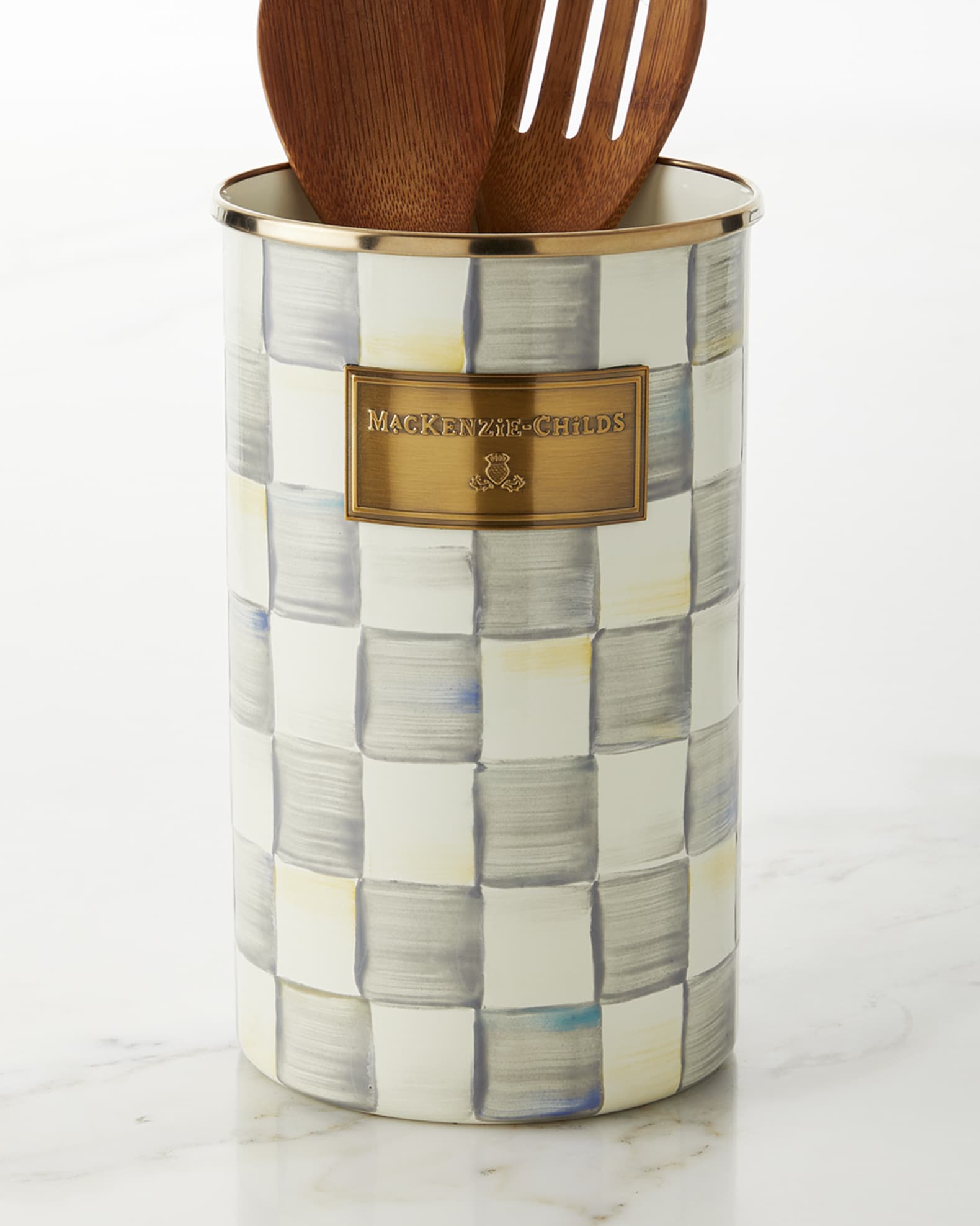 MacKenzie Childs Sterling Check Utensil Holder Horchow