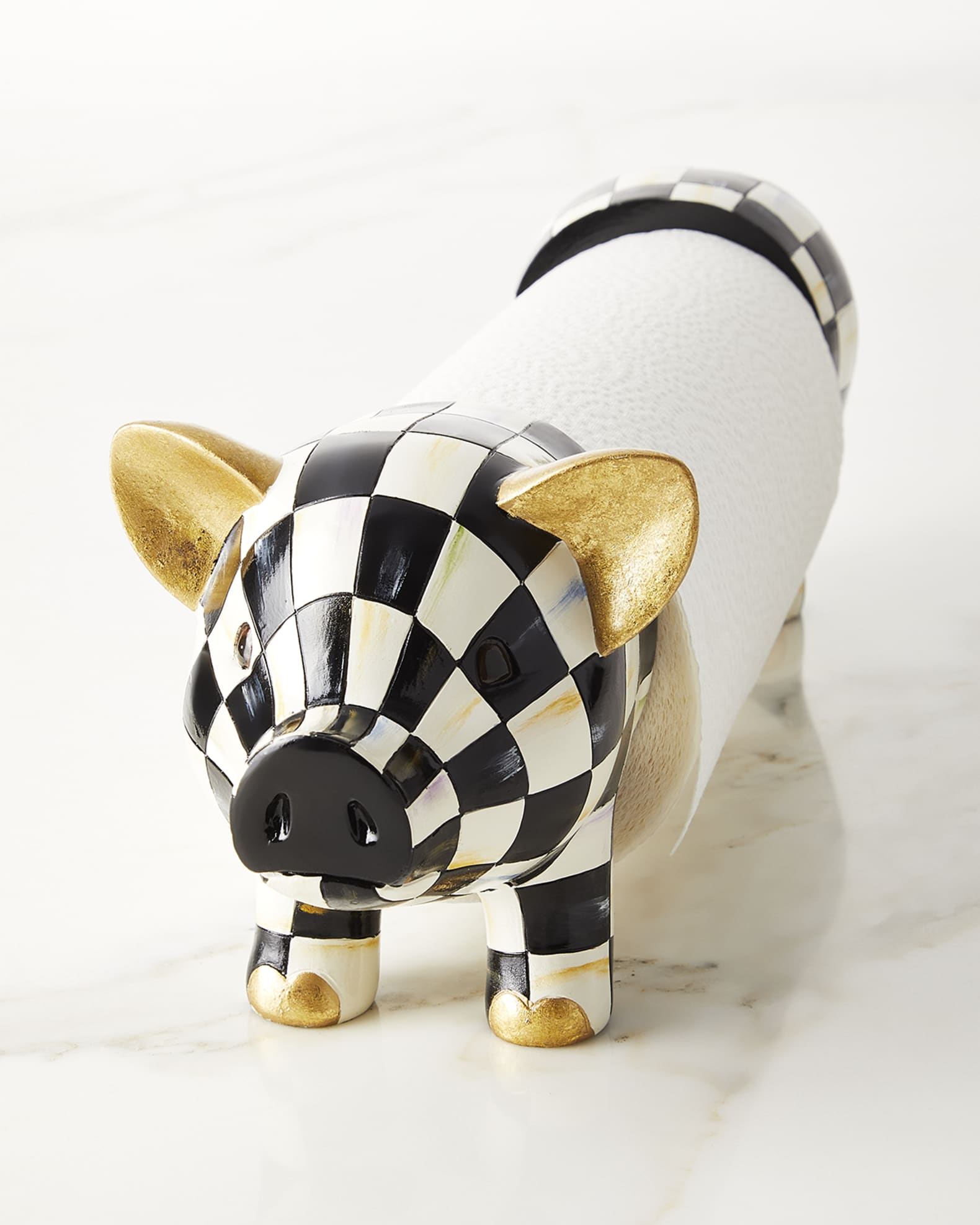 MacKenzie Childs Courtly Check Pig Paper Towel Holder Horchow