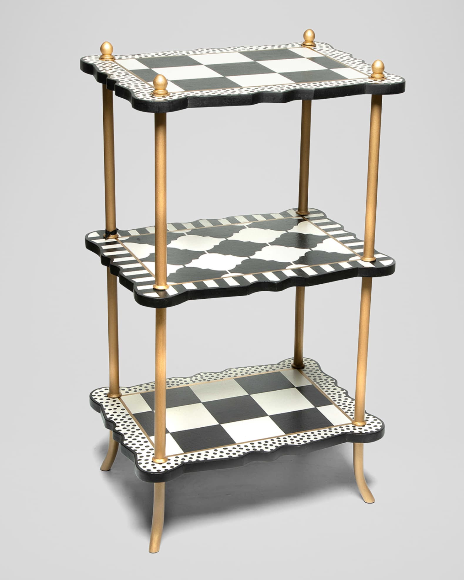 MacKenzie-Childs Courtly Check Three-Tier Table 
