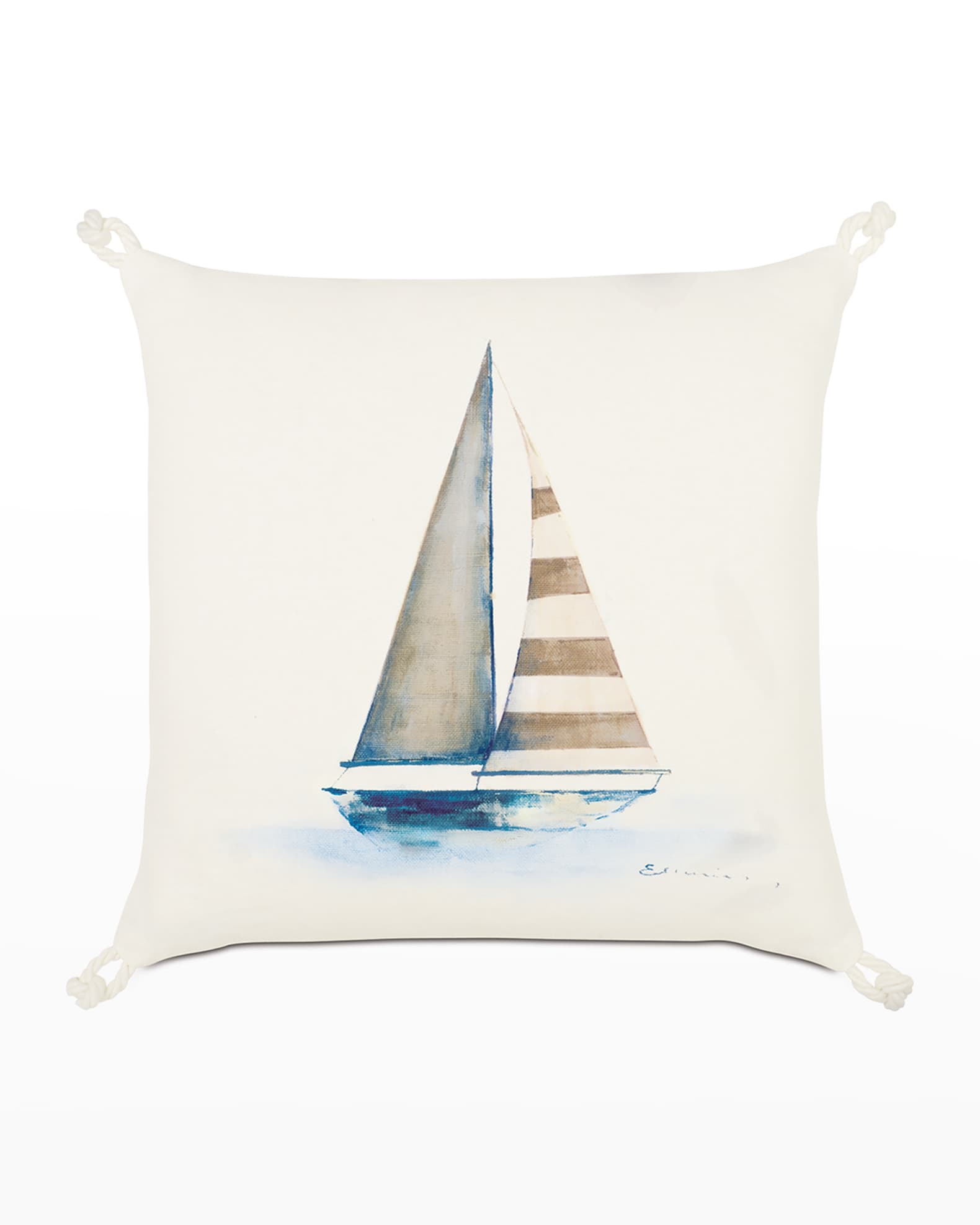 Eastern Accents Maritime Hand-Painted Yacht Pillow | Horchow