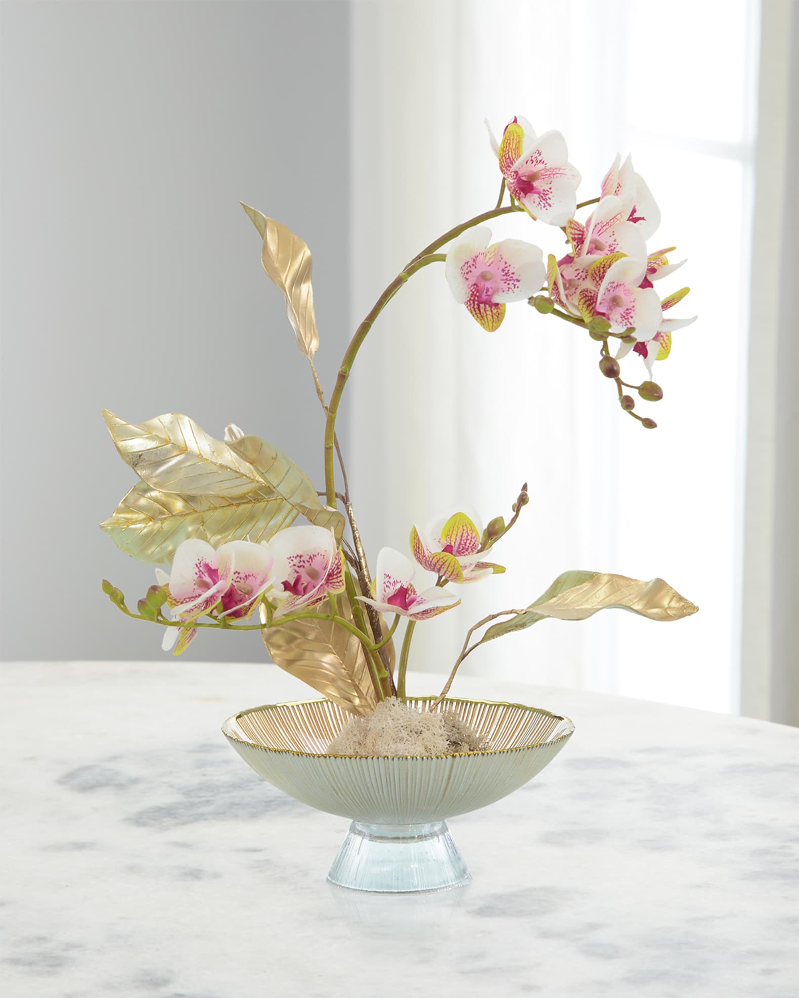 John Richard Collection Gold Dipped Orchid Faux Floral Arrangement