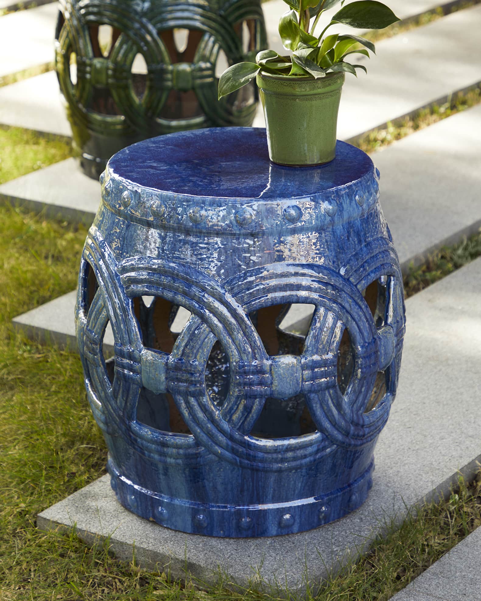 Green garden stool best sale