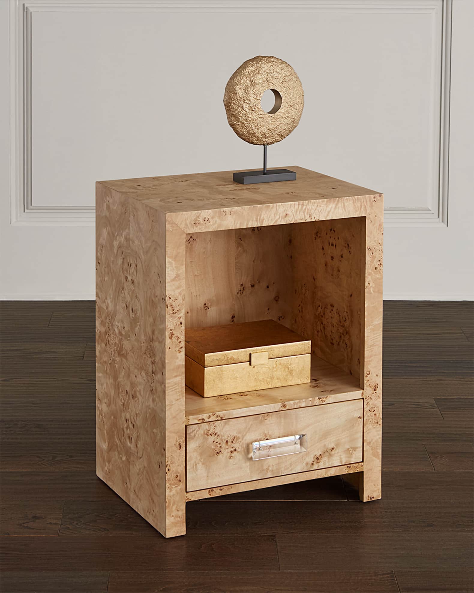 Burl wood best sale nightstand