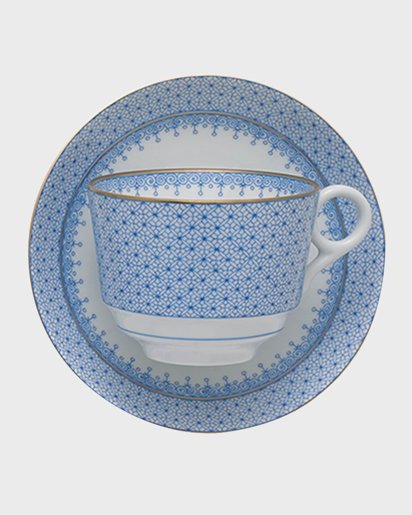 Mottahedeh Cornflower Lace Teacup & Saucer Plate