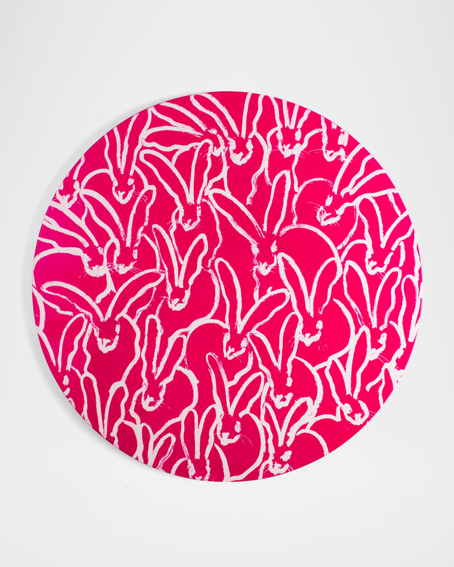 Hunt Slonem Rabbit Run Round Lacquer Placemat, Pink | Horchow