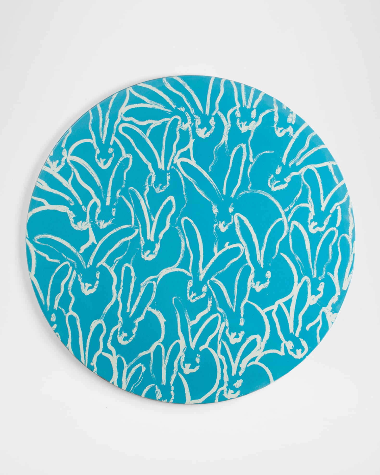Hunt Slonem Rabbit Run Round Lacquer Placemat, Blue Horchow
