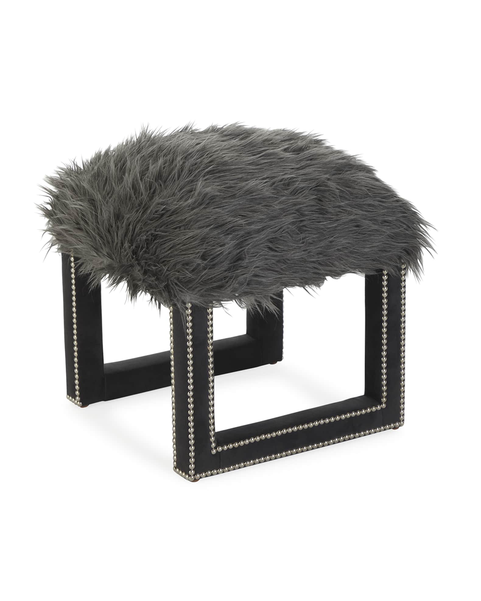 Grey faux fur footstool 2025
