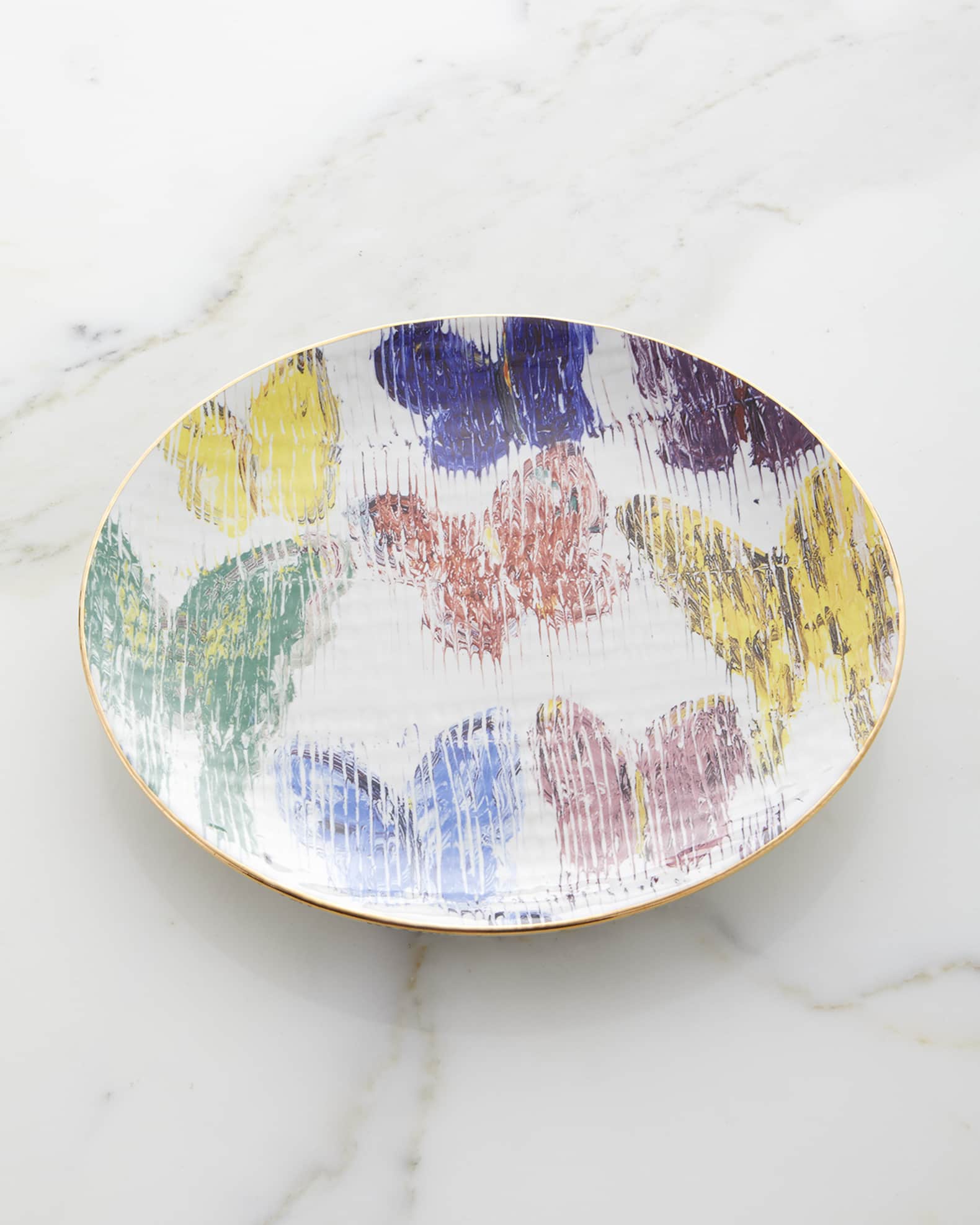 Hunt Slonem Butterfly Salad Plate with Gold Rim