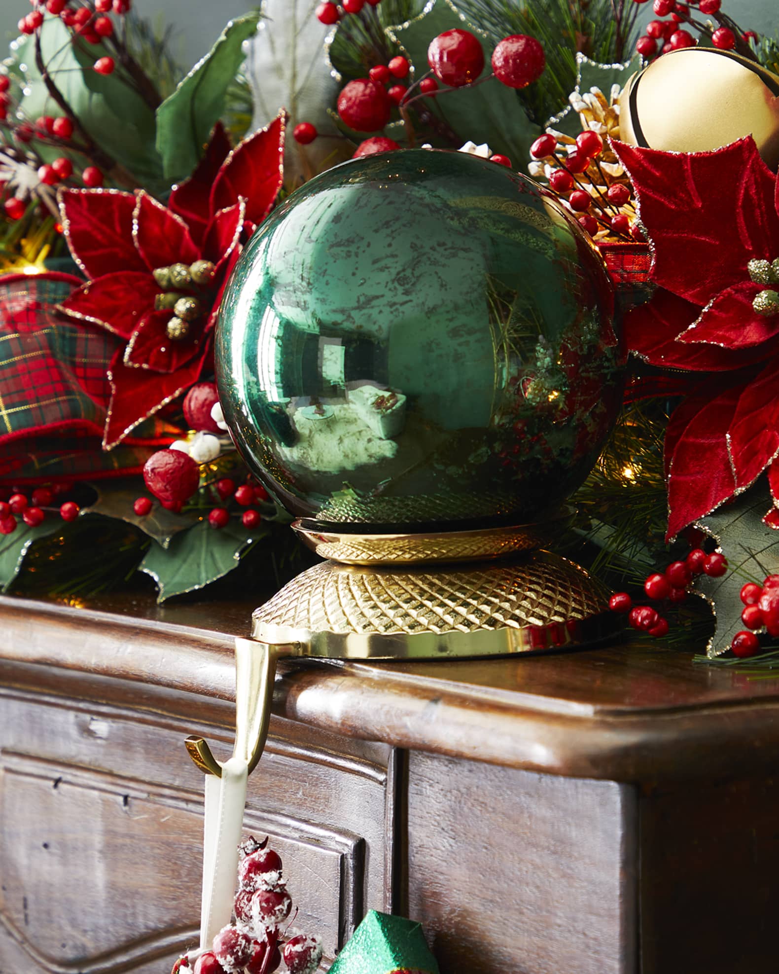 Stalwart Homestyles Green Glass Stocking Holder Horchow