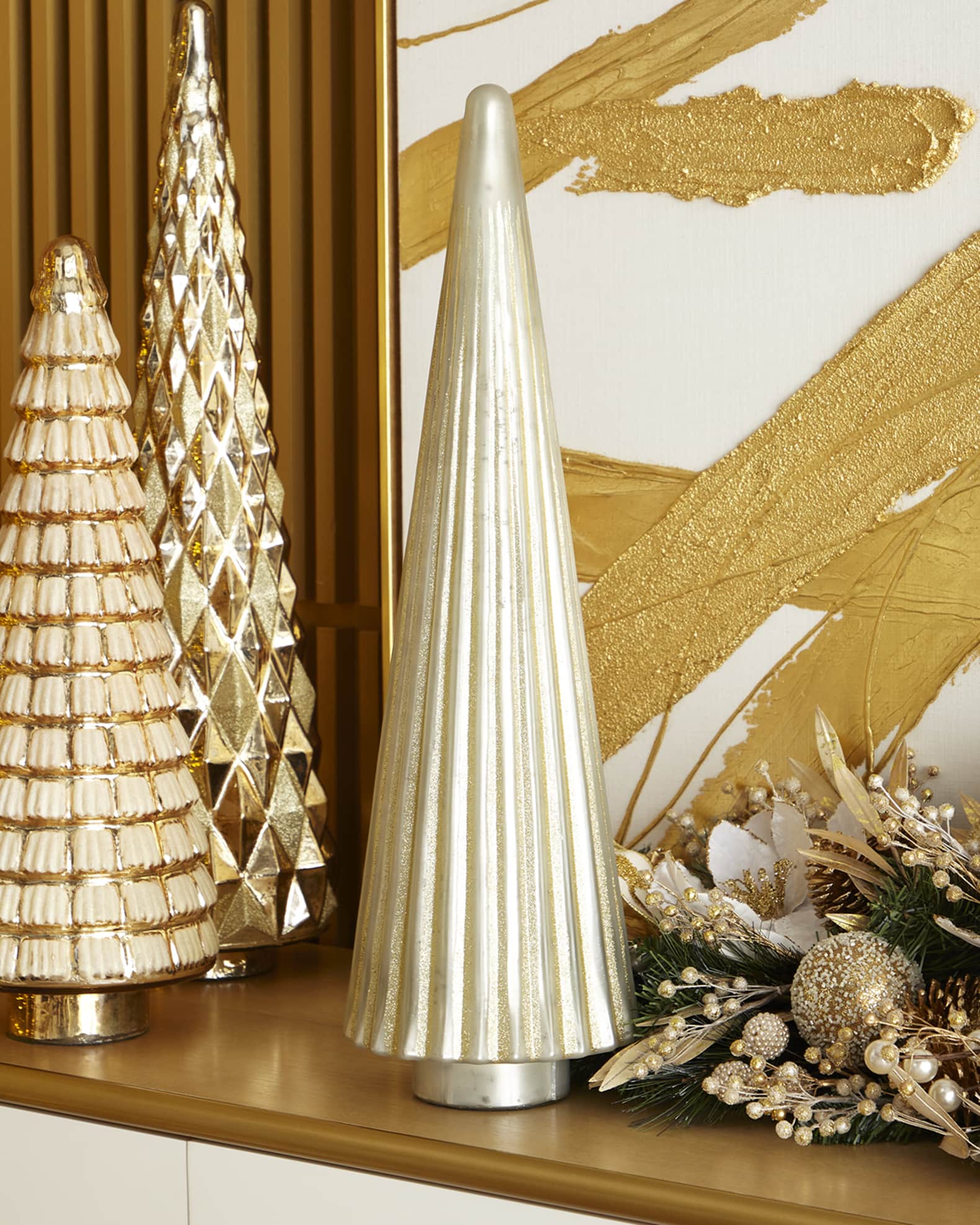 Stalwart Homestyles 26" Pearl White and Gold Decorative Tree Horchow