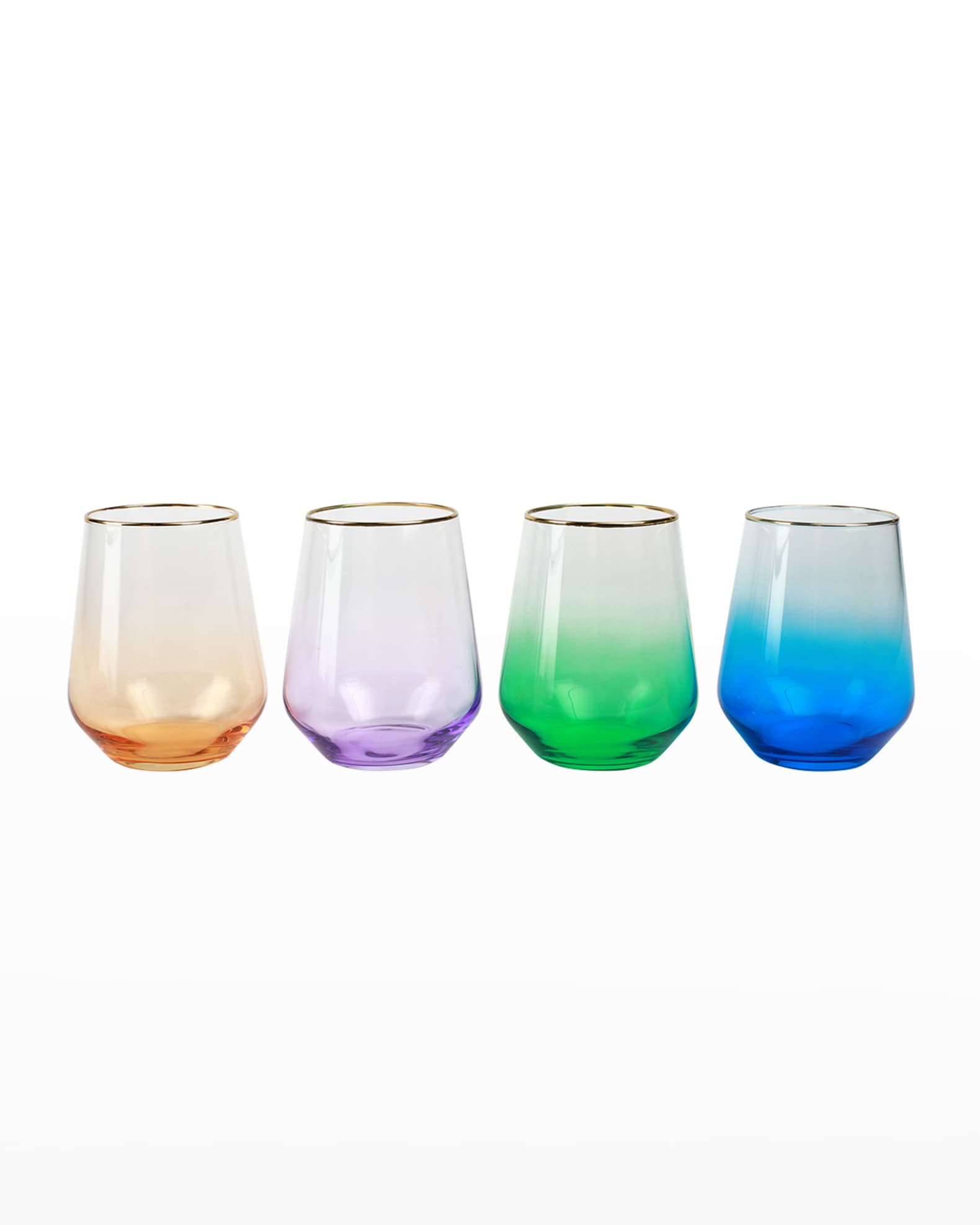 Vietri Rainbow Jewel Tone Assorted Stemless Wine Glasses, Set of 4