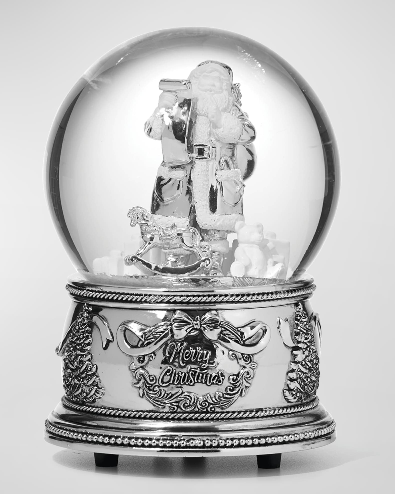 Reed & Barton Exclusive Silver Santa Musical Snow Globe | Horchow