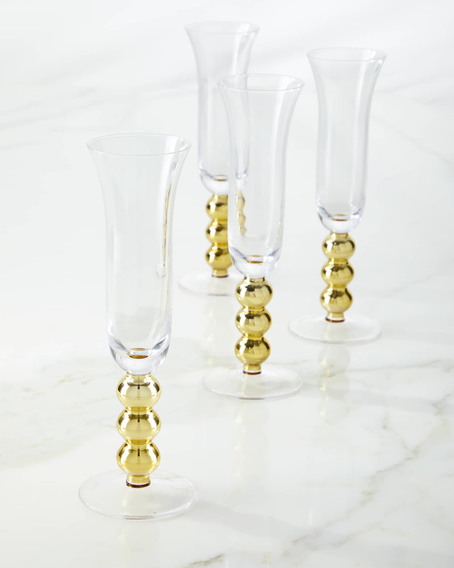 Neiman Marcus Gold Ball Champagne Flutes, Set of 4
