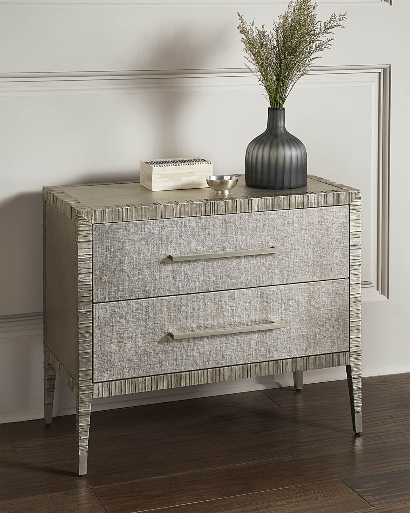 John-Richard Collection Carraway Silver Nightstand | Horchow John-Richard Collection Carraway Silver Nightstand | Horchow