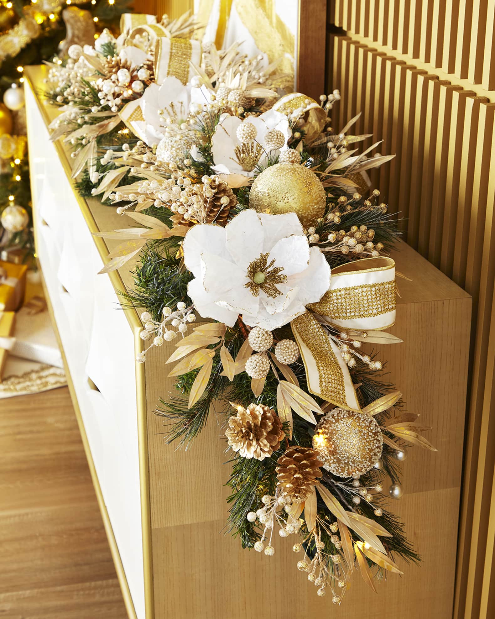Neiman Marcus 6' Gold Christmas Prelit Garland Horchow