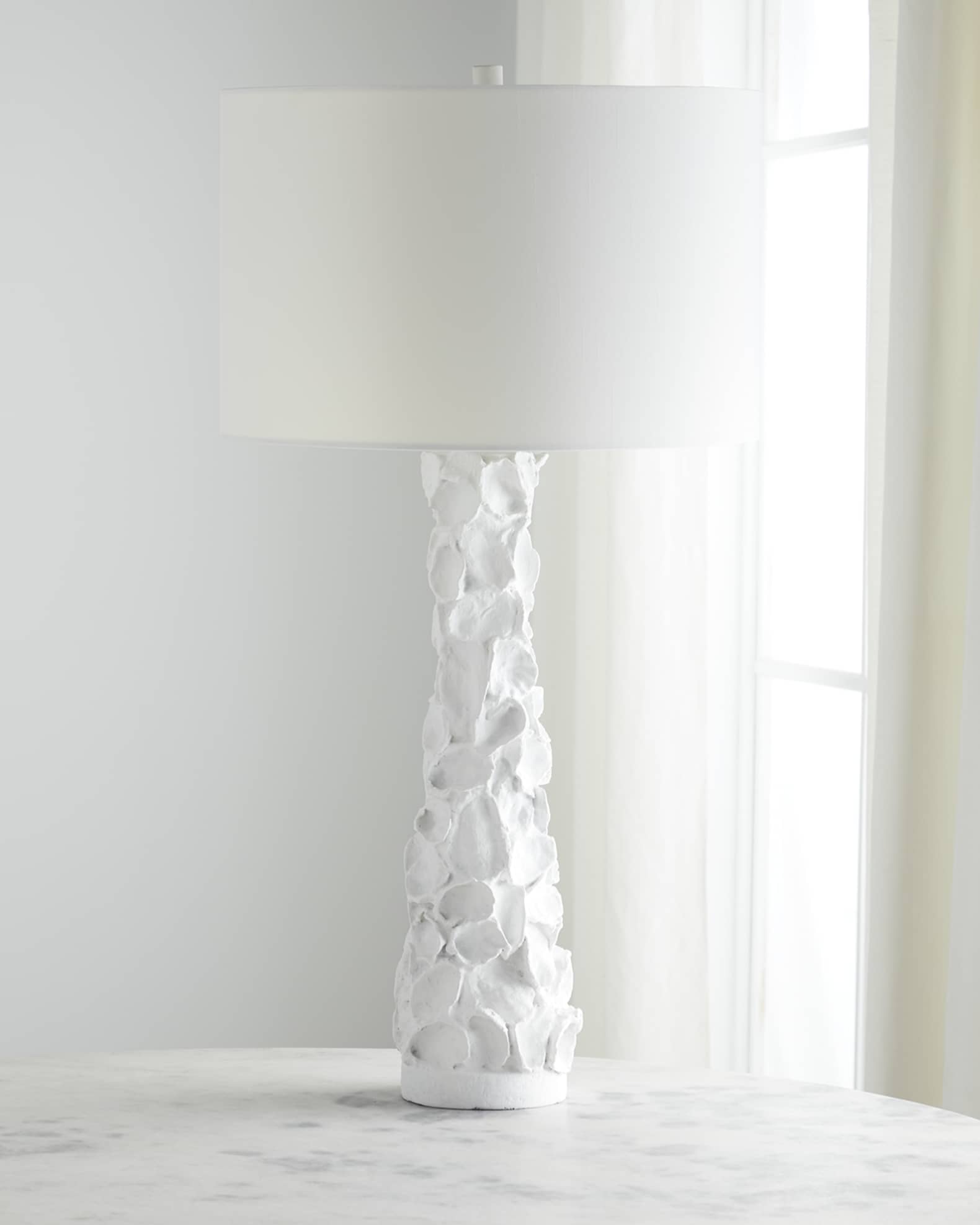 White Gesso Oyster Shell Lamp Horchow