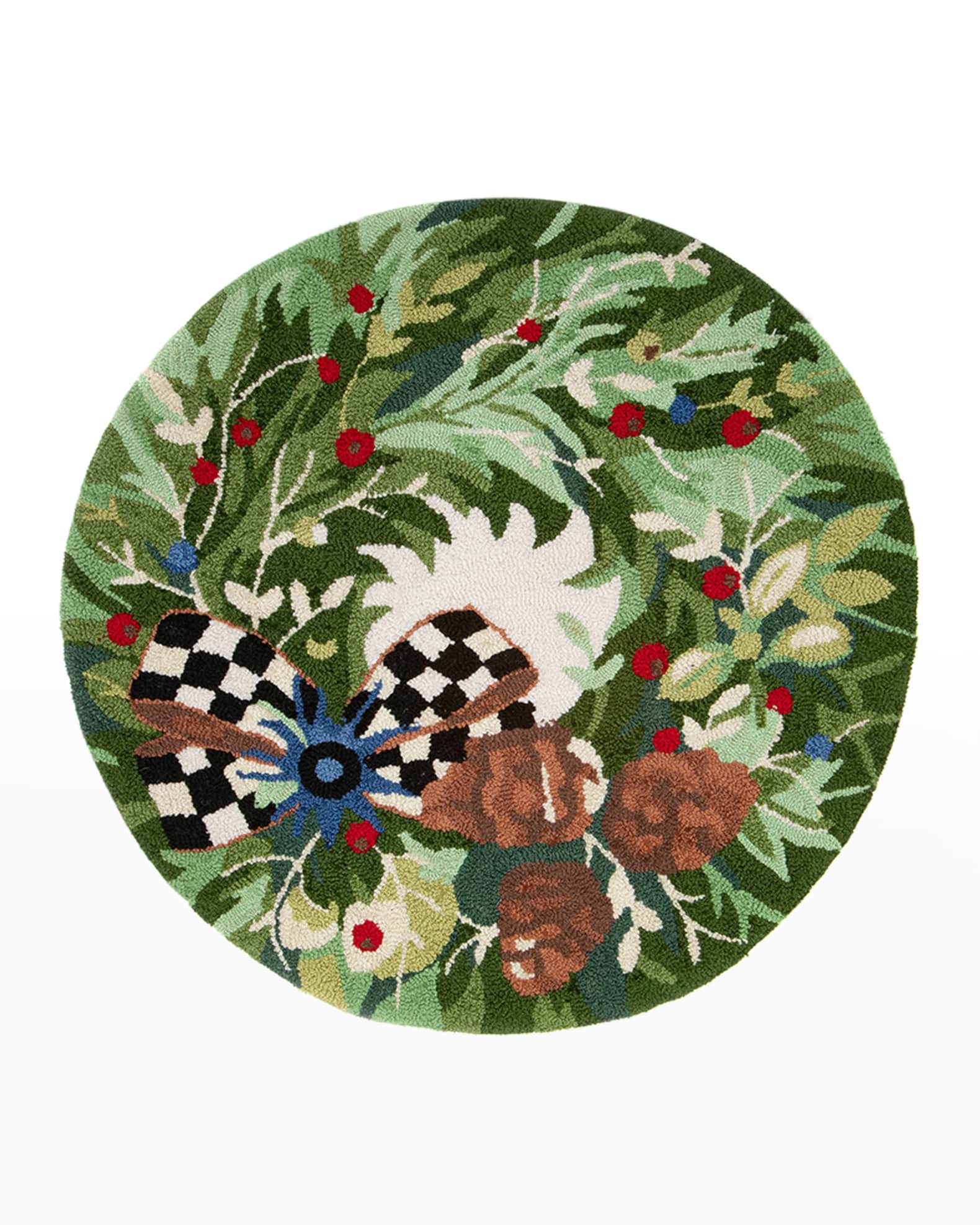MacKenzieChilds Farmhouse Wreath Rug, 3' Round Horchow