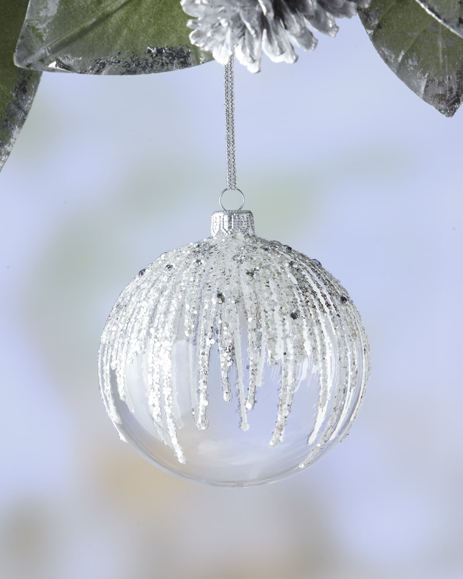 Neiman Marcus Glittery Transparent Ball Holiday Ornament Horchow