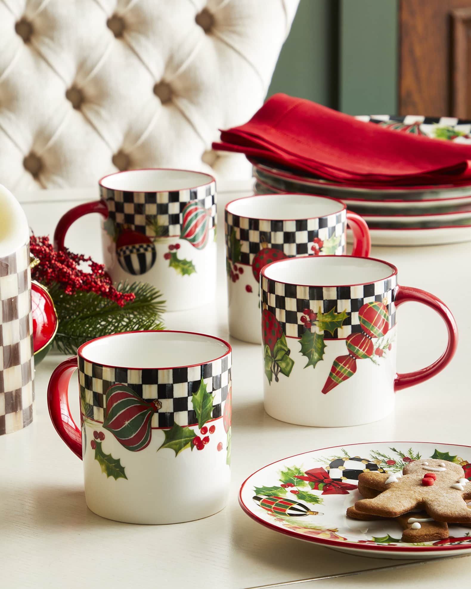 MacKenzieChilds Deck the Halls Mugs, Set of 4 Horchow