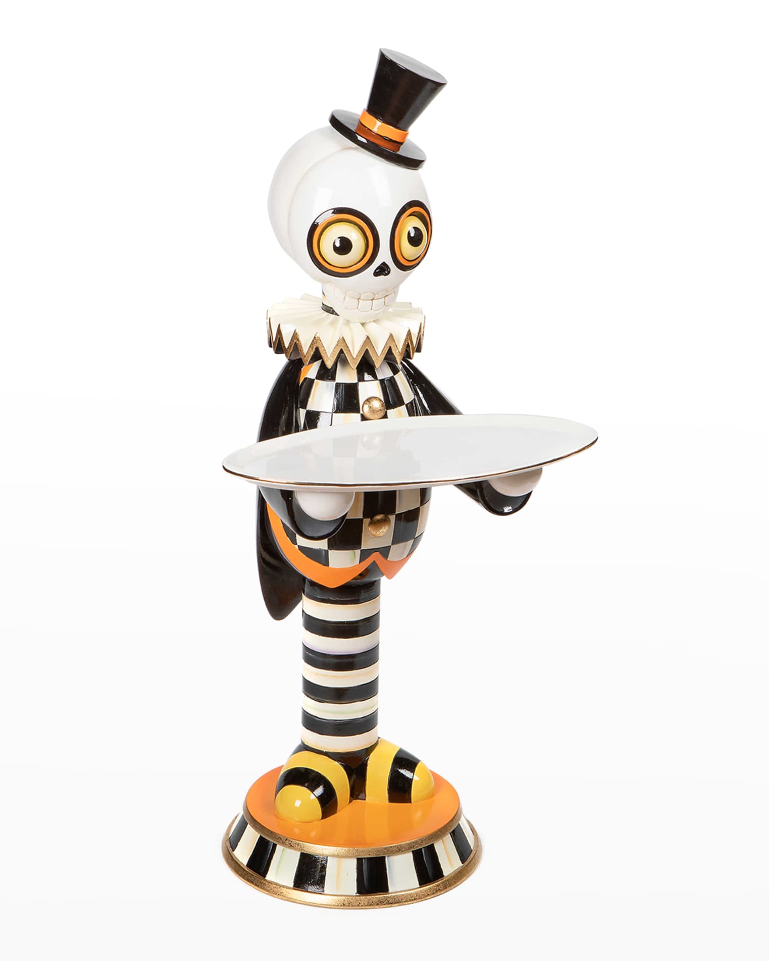 MacKenzieChilds Halloween Boo Skeleton Treat Stand Horchow