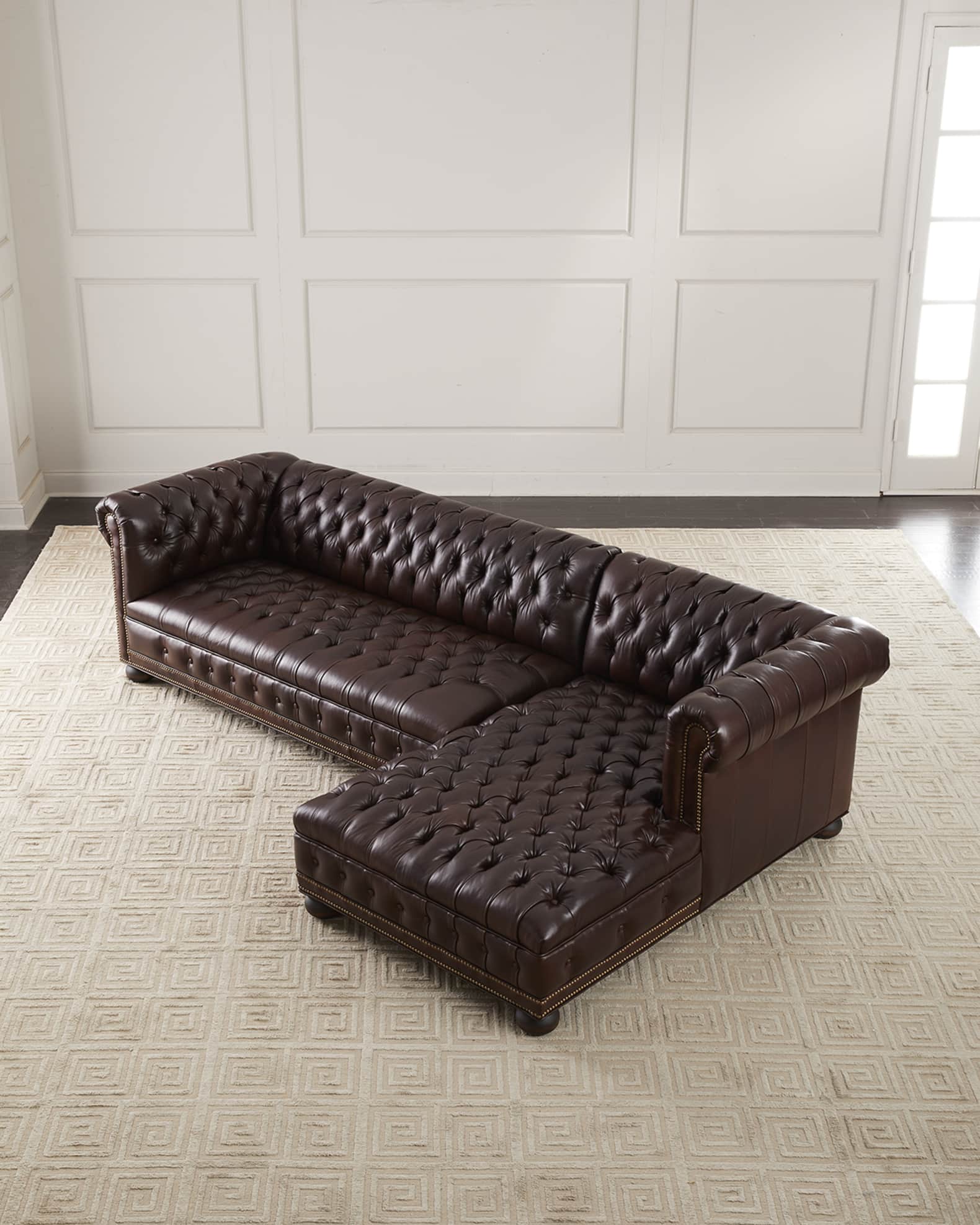 Old Hickory Tannery Elias Leather Chesterfield Sectional Horchow