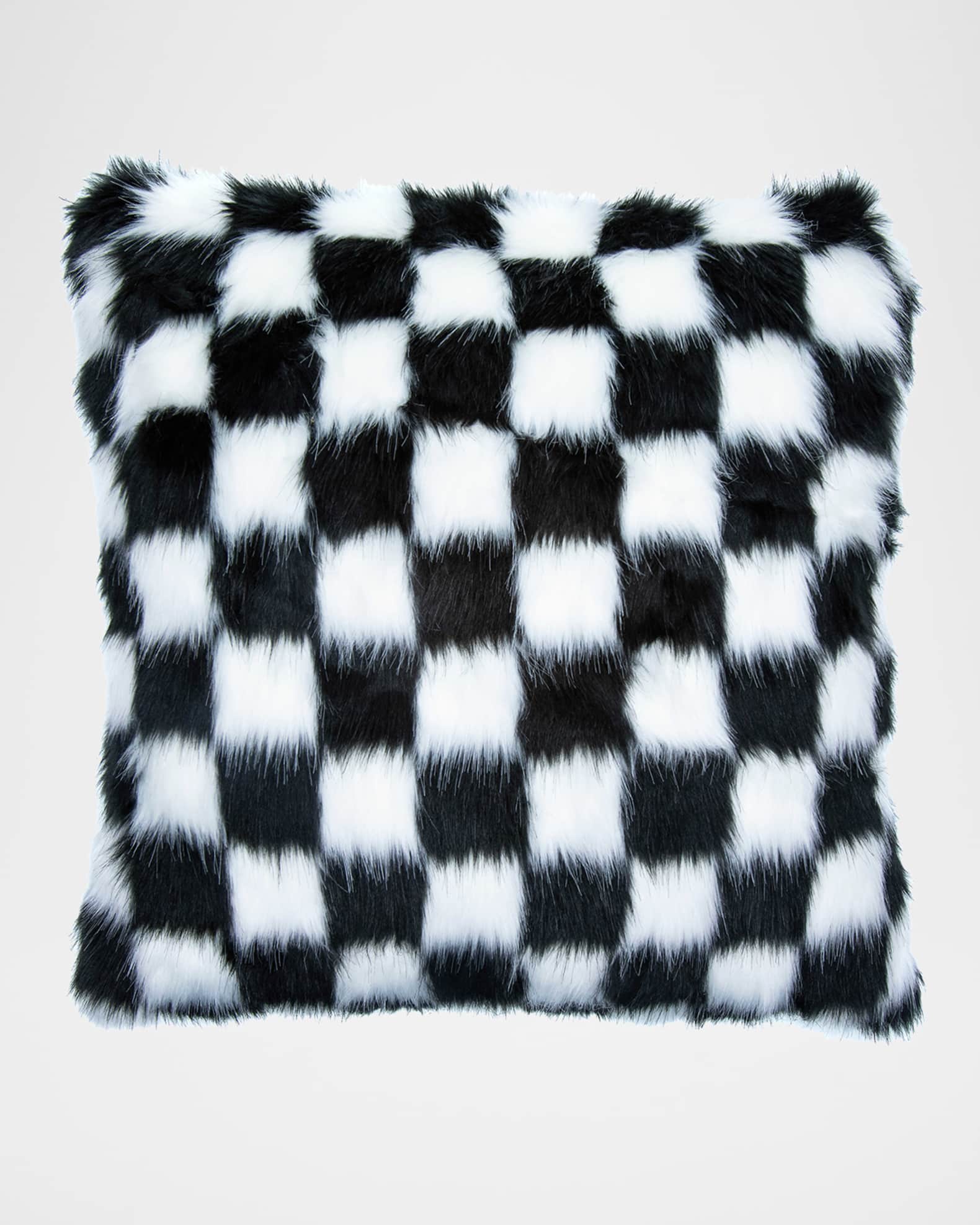 MacKenzie-Childs Fab Faux Fur Check Pillow - 20
