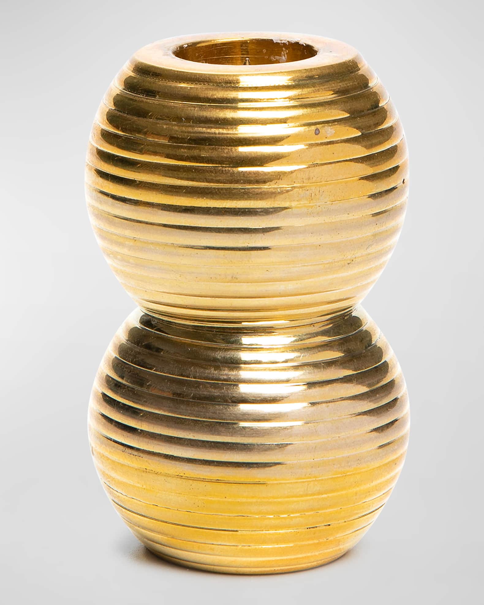 MacKenzieChilds Ribbed Double Sphere Golden Candle Holder Horchow