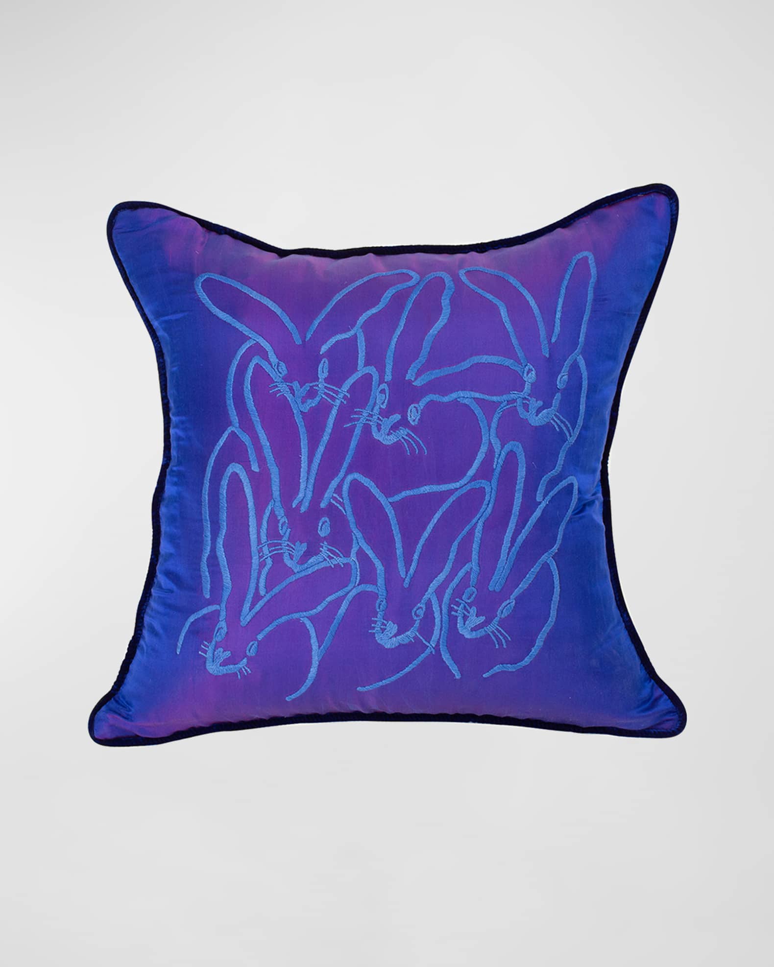 Hunt Slonem Embroidered Silk & Velvet Bunny Pillow, 22"
