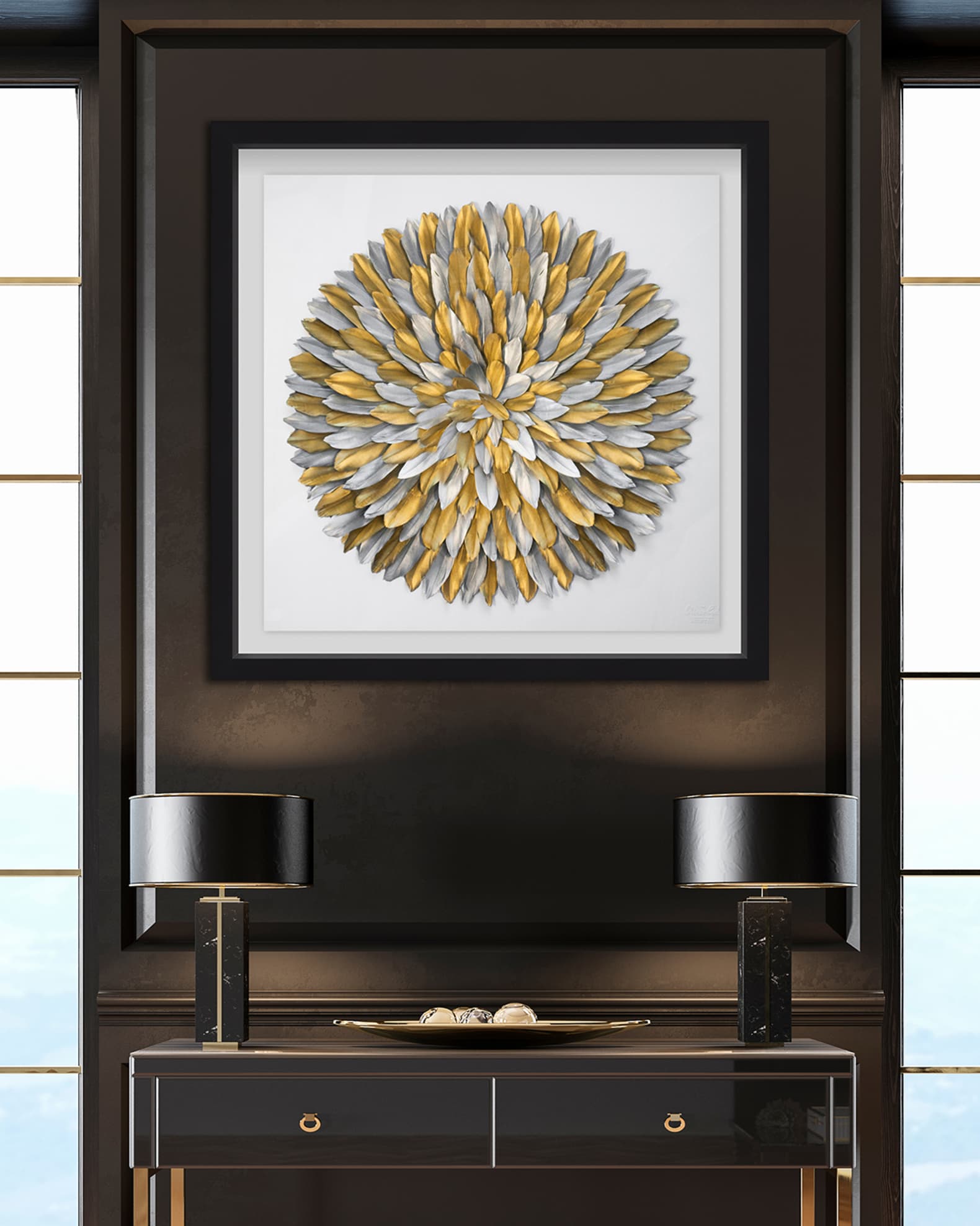 The Oliver Gal Artist Co. Silver and Gold Feather Circle, 32