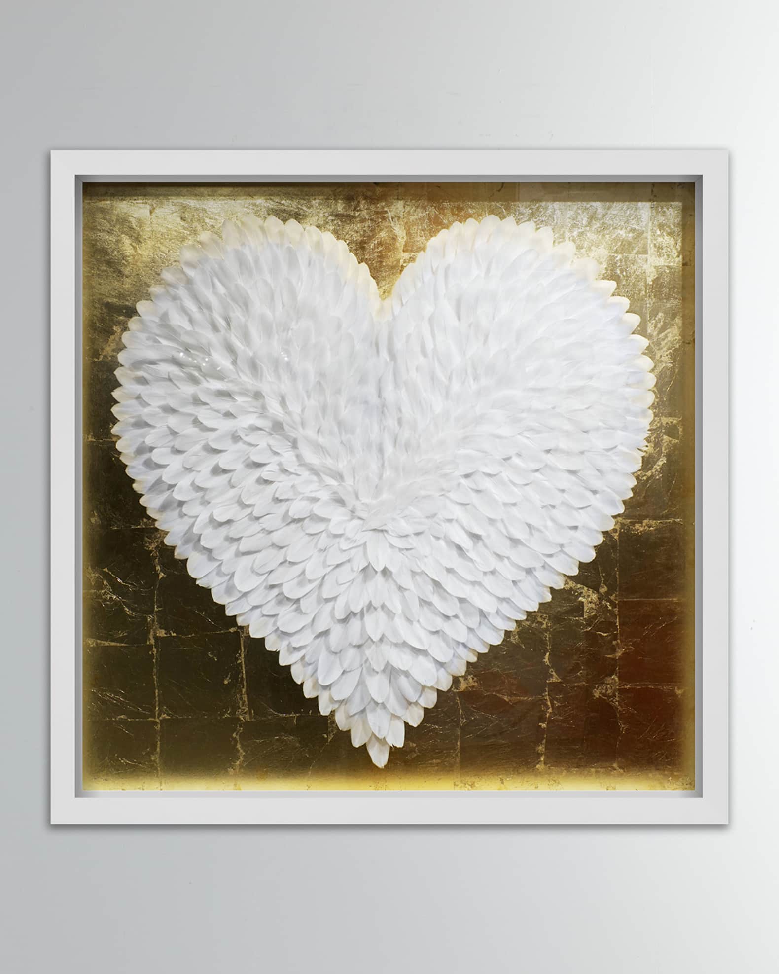 The Oliver Gal Artist Co. White and Gold Feather Heart, 32
