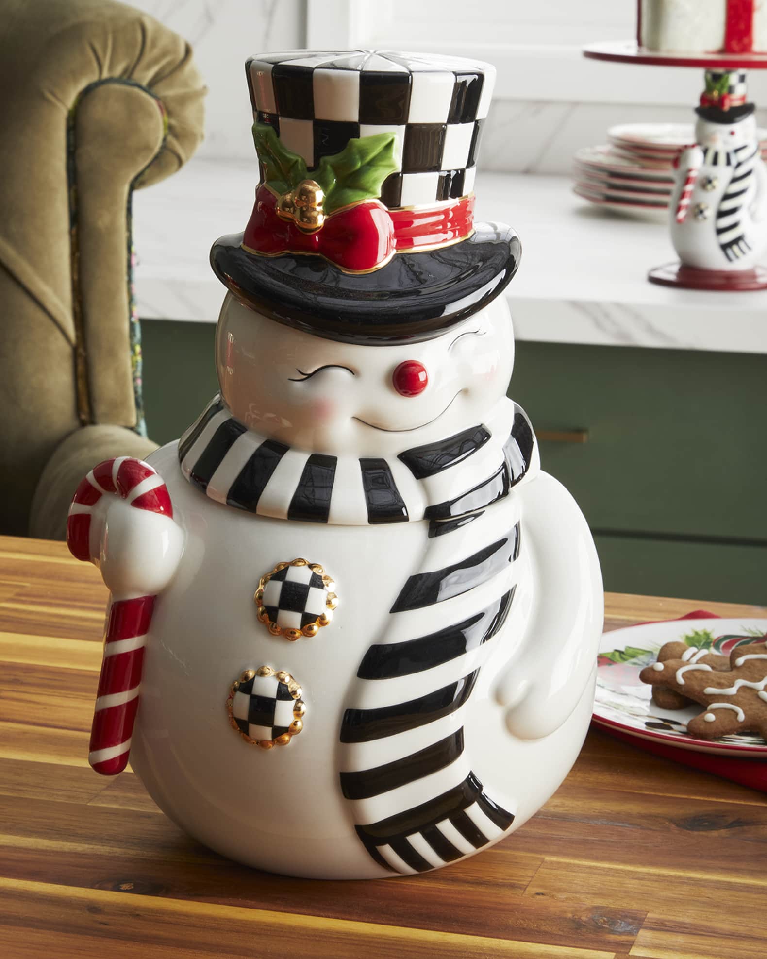 MacKenzie-Childs Nostalgia Snowman Cookie Jar