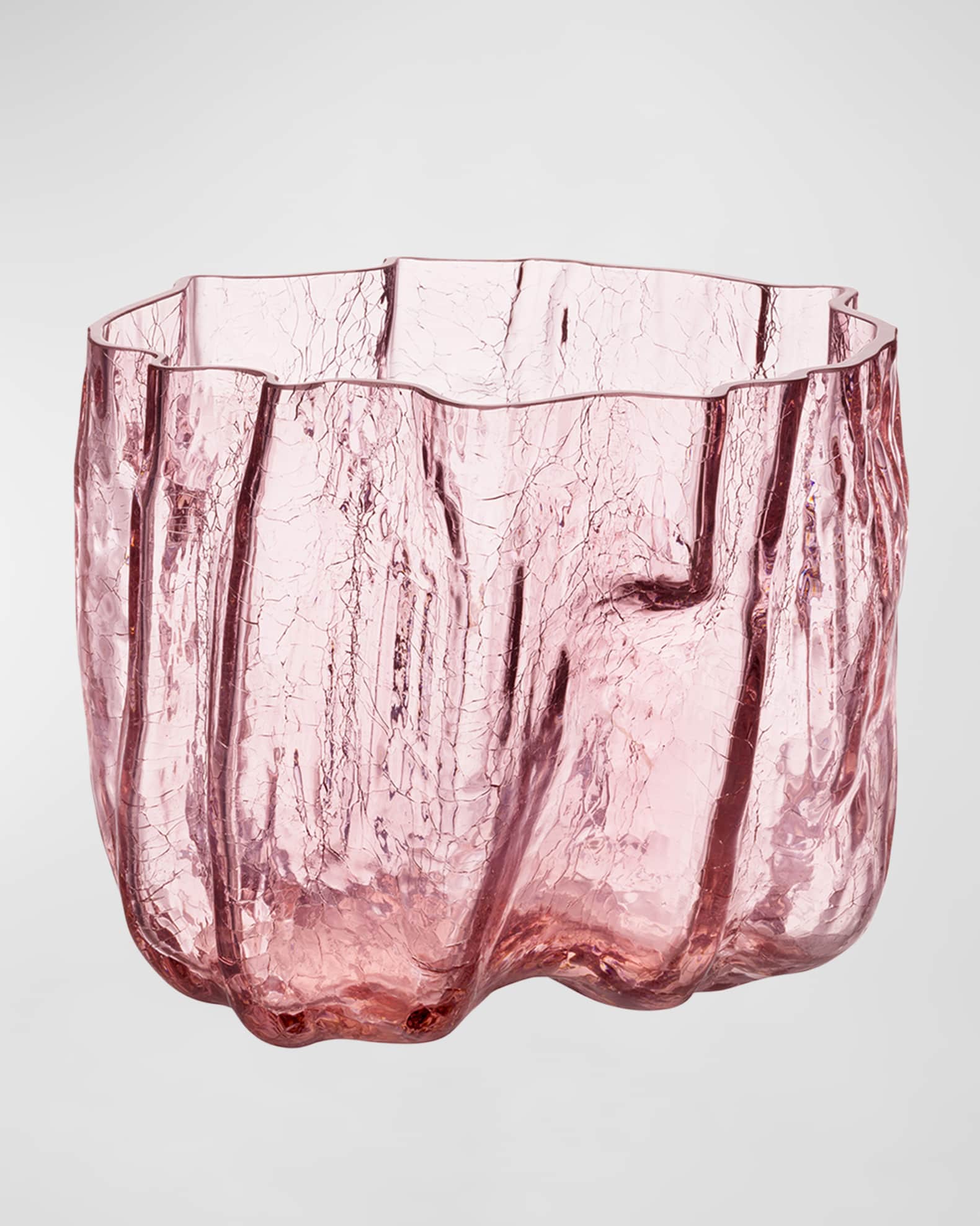 Kosta Boda Pink Crackle Vase, Low Horchow