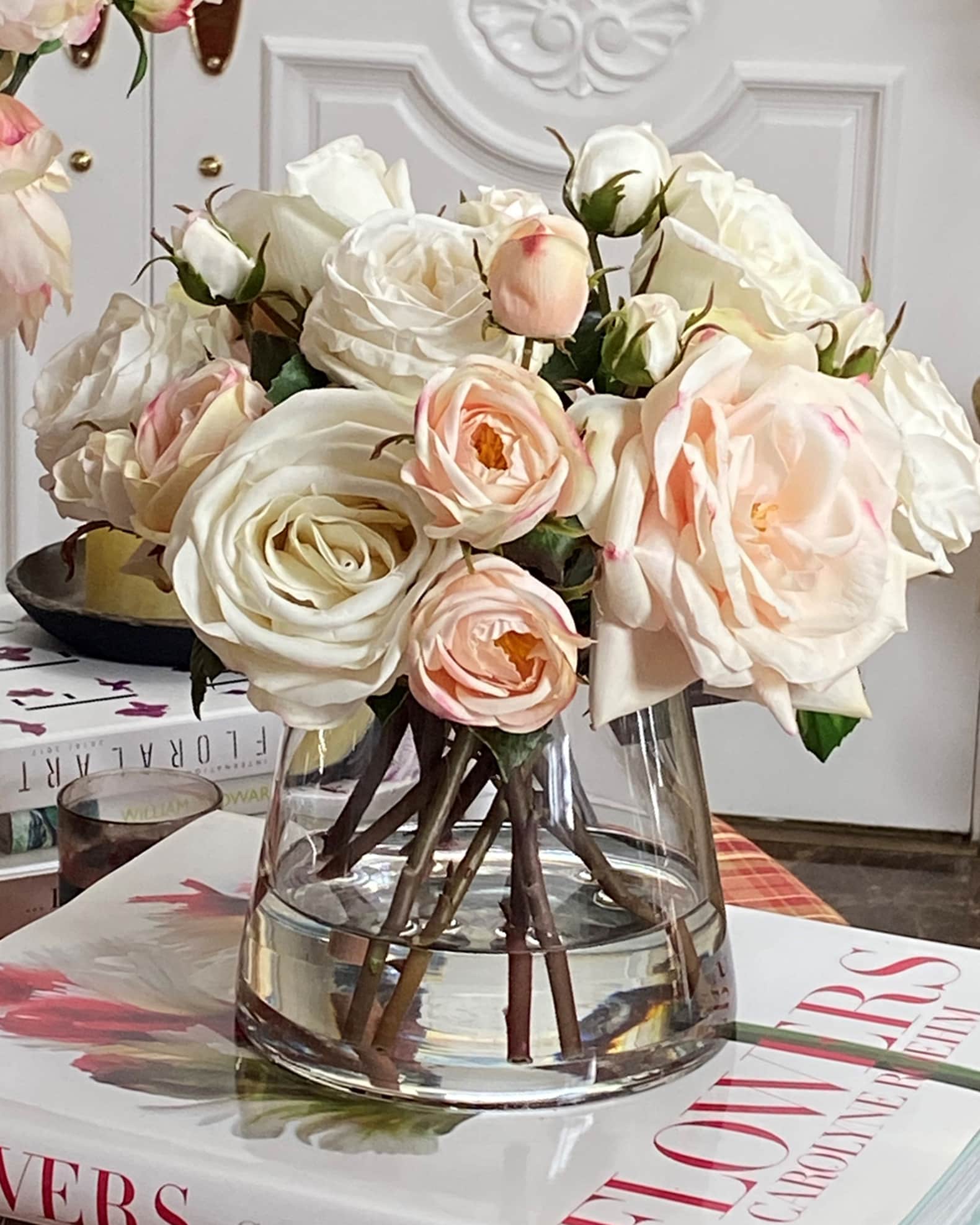 Faux roses in vase discount
